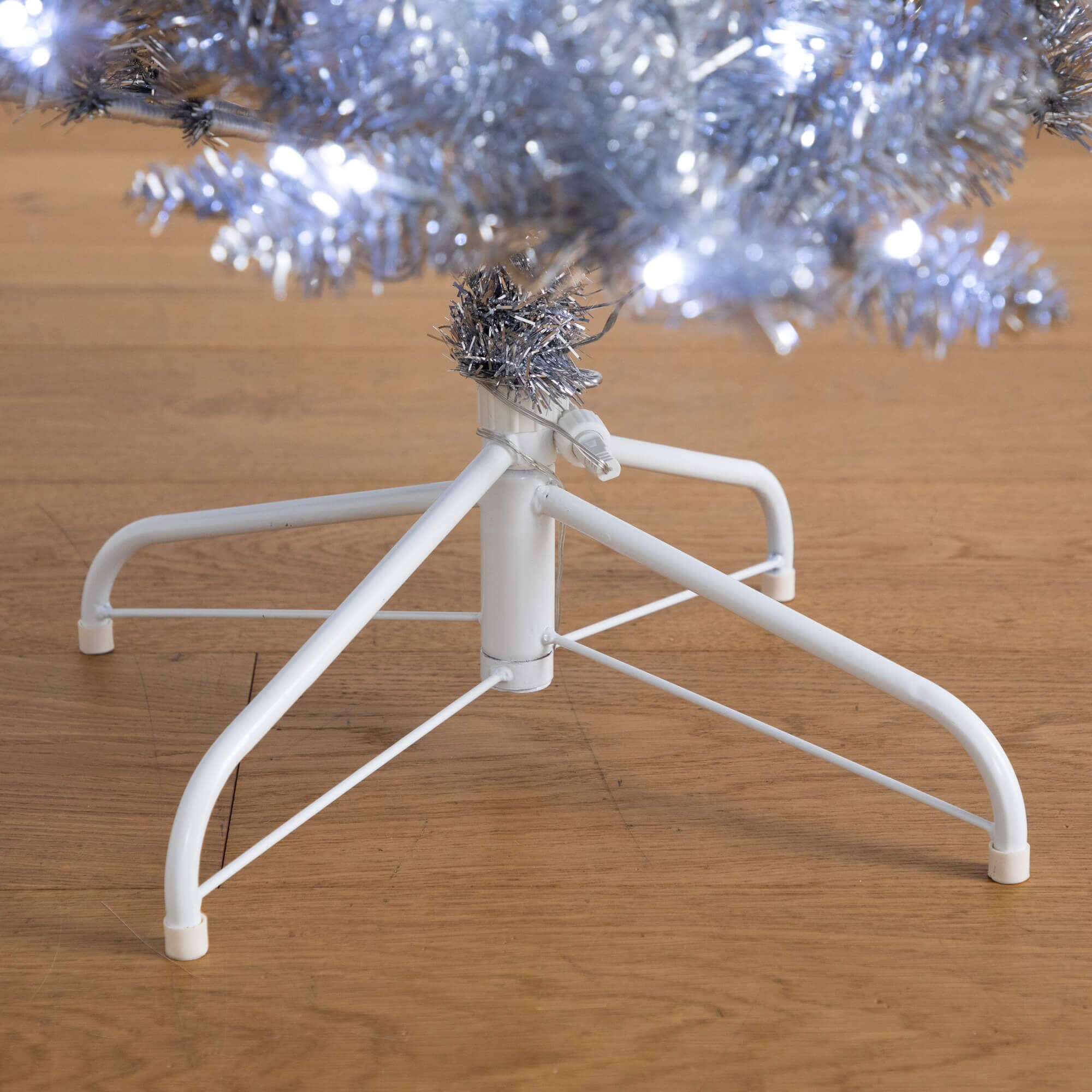 6' Artificial Silver Christmas Tree with 300 Cool White LED Lights - Image 6