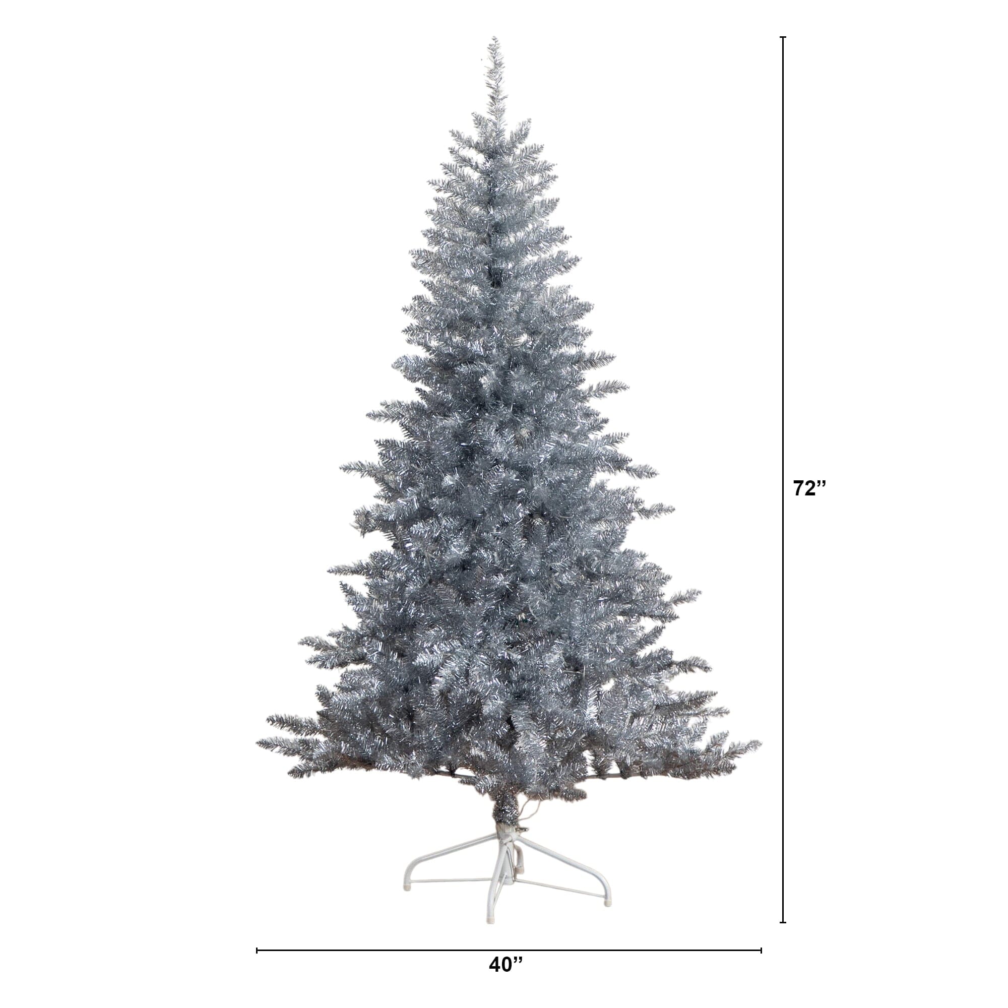 6' Artificial Silver Christmas Tree with 300 Cool White LED Lights - Image 7