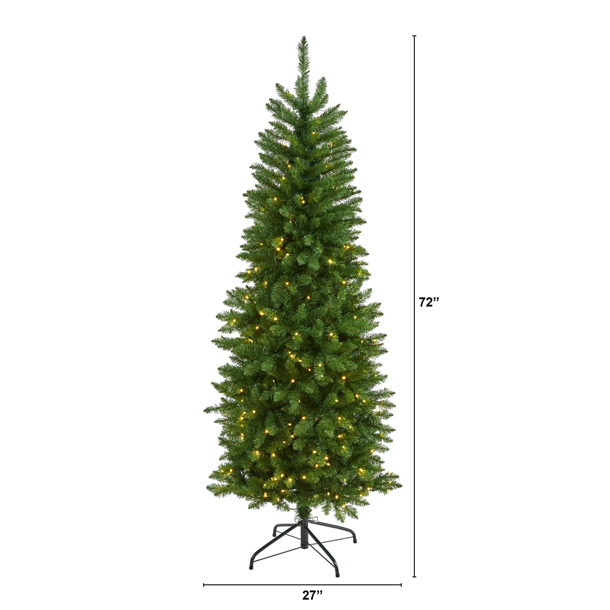 6’ Slim Green Mountain Pine Artificial Christmas Tree with 250 Clear LED Lights - Image 2
