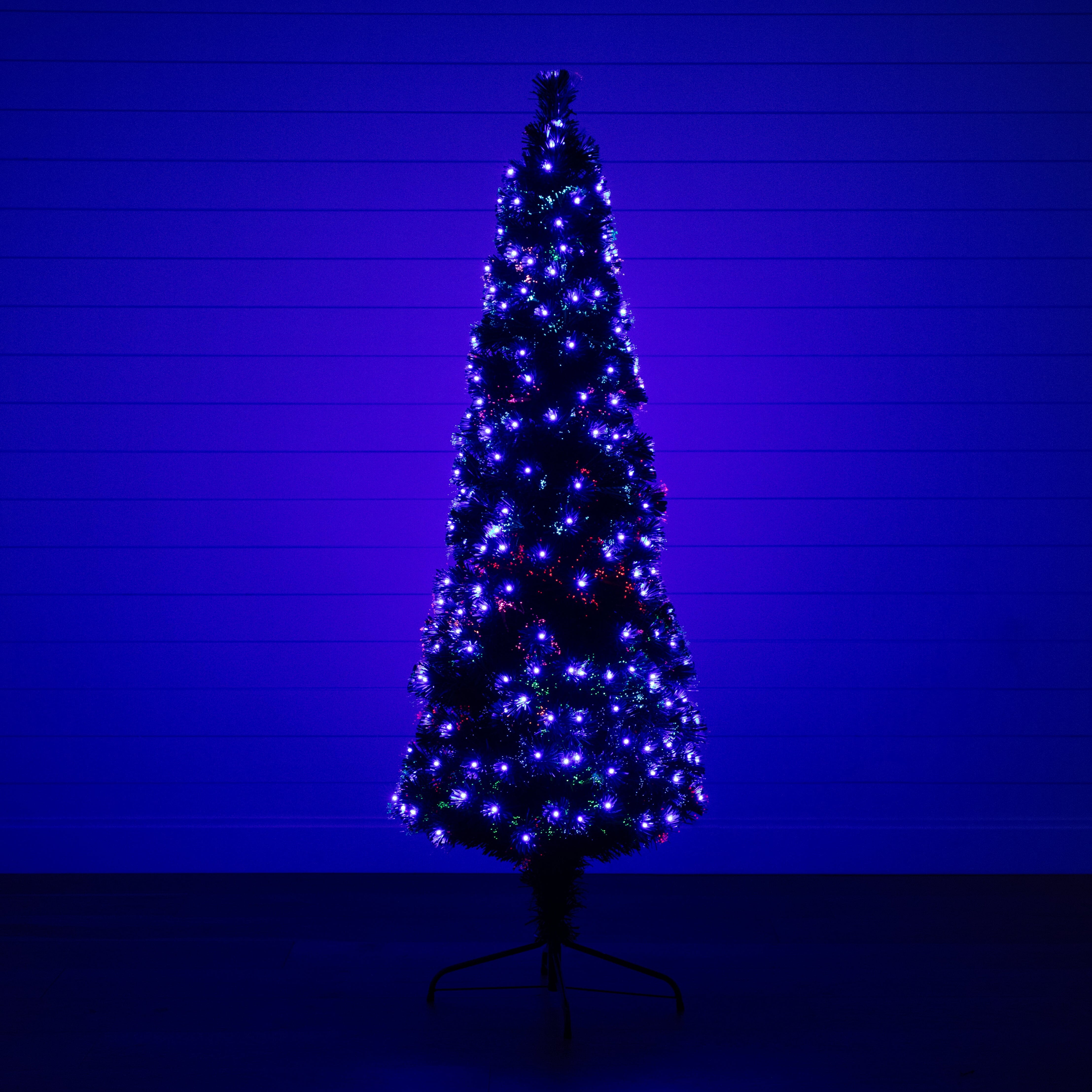 6' Slim Pre-Lit Fiber Optic Artificial Christmas Tree with 282 Colorful LED Lights - Image 4