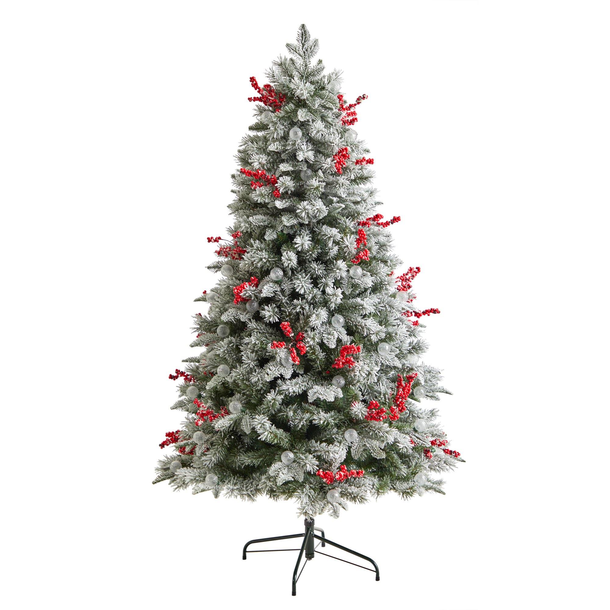 6' Snow Tipped Norwegian Fir Pre-Lit Tree with 200 LED Lights, 50 LED Globe Lights - Image 3