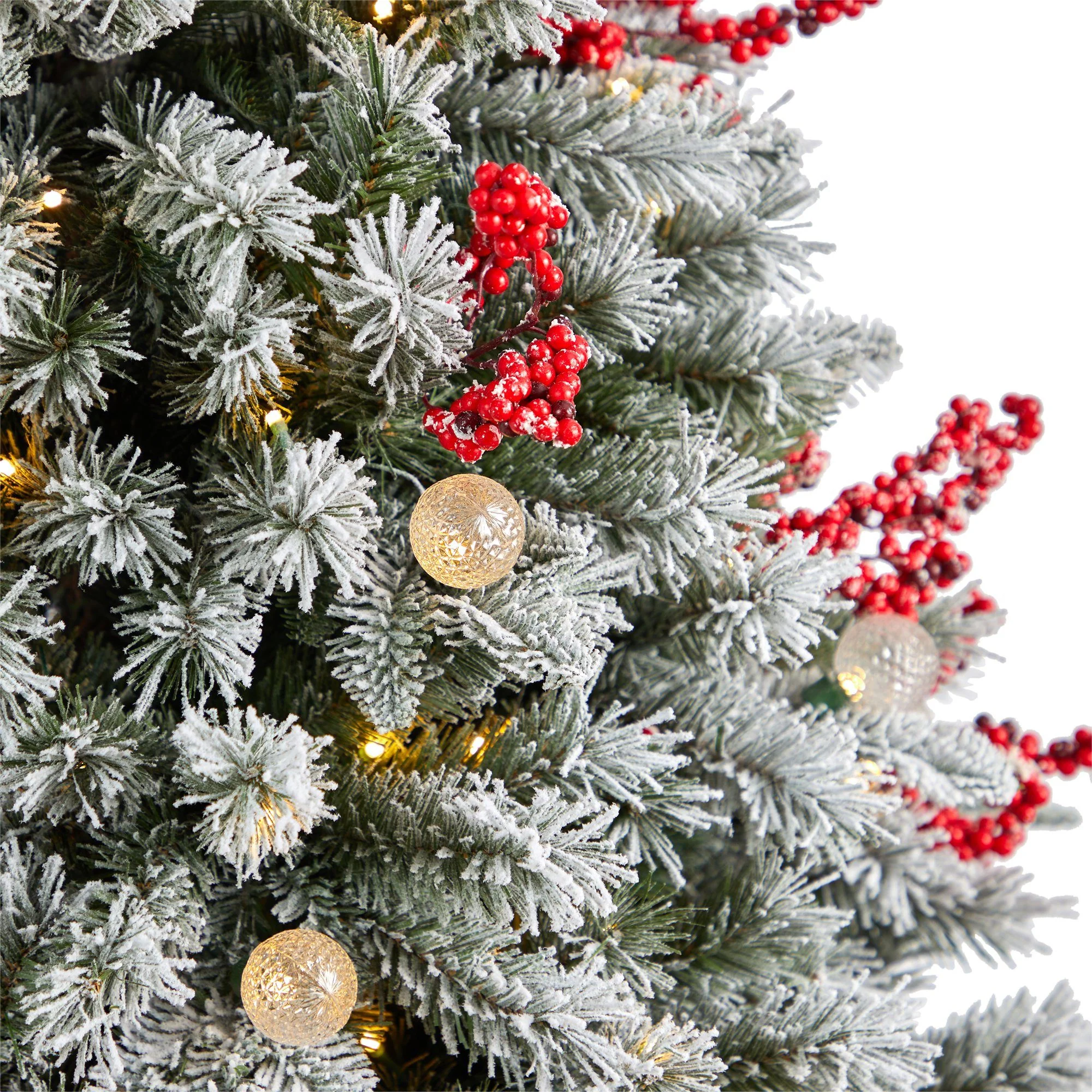 6' Snow Tipped Norwegian Fir Pre-Lit Tree with 200 LED Lights, 50 LED Globe Lights - Image 4