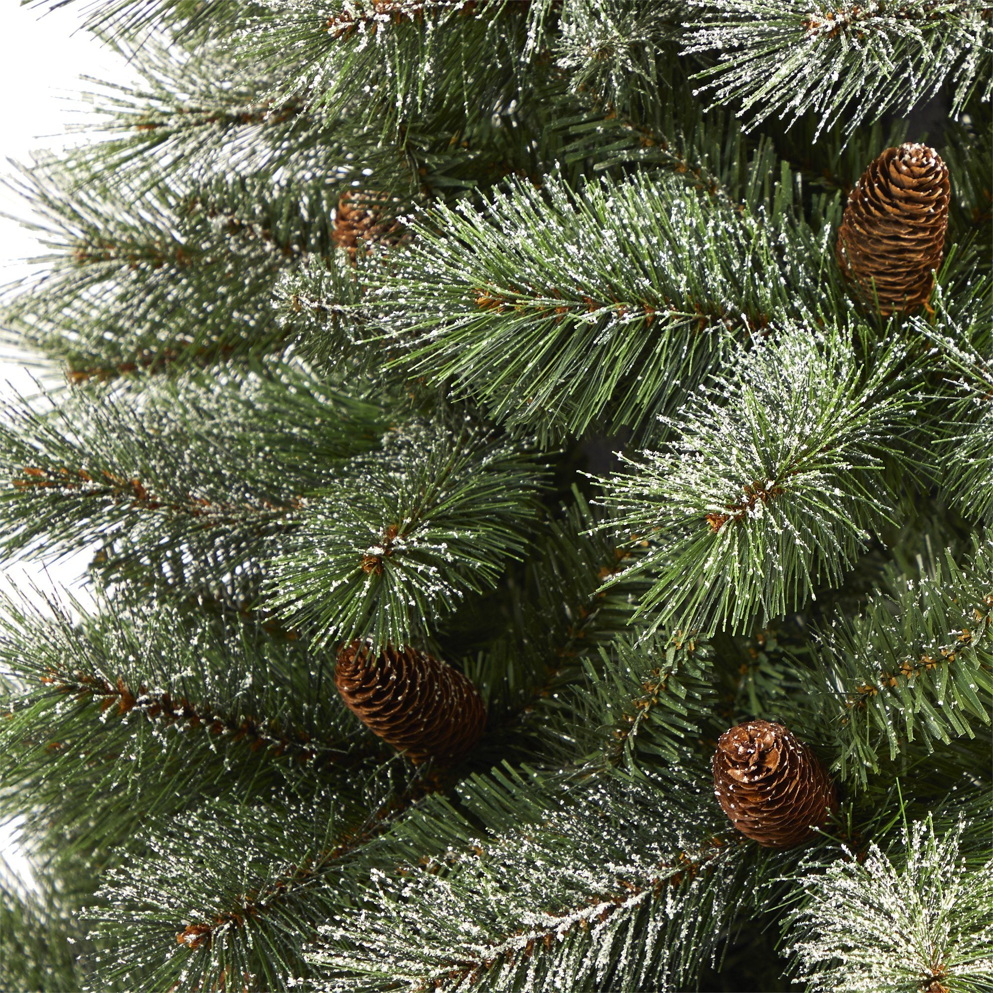 6’ Snowed French Alps Mountain Pine Artificial Christmas Tree with 583 Bendable Branches and Pine Cones - Image 3