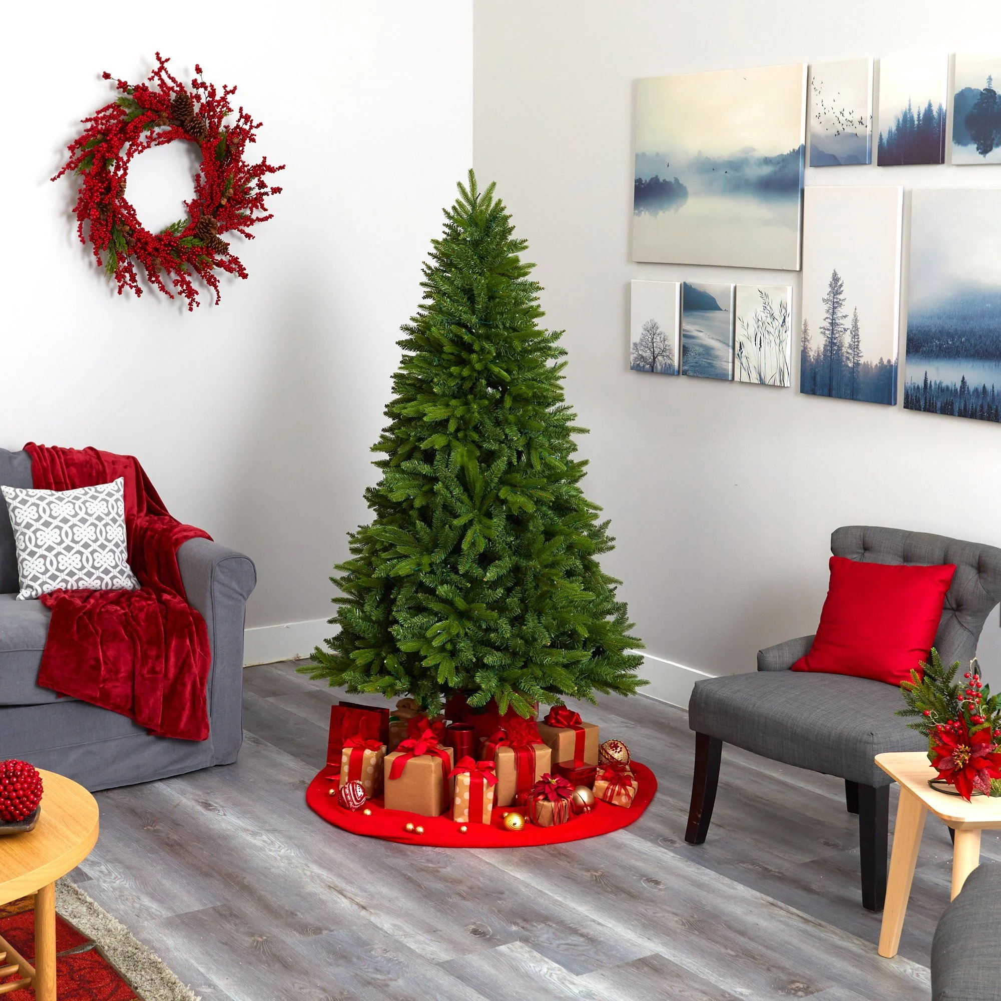 6' Sun Valley Fir Artificial Christmas Tree with 300 Clear LED Lights - Image 7