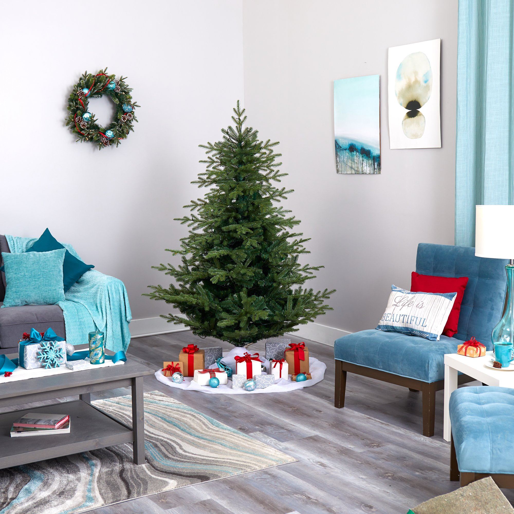 6’ Swedish Fir Artificial Christmas Tree with 350 Warm White LED Lights and 963 Bendable Branches - Image 7