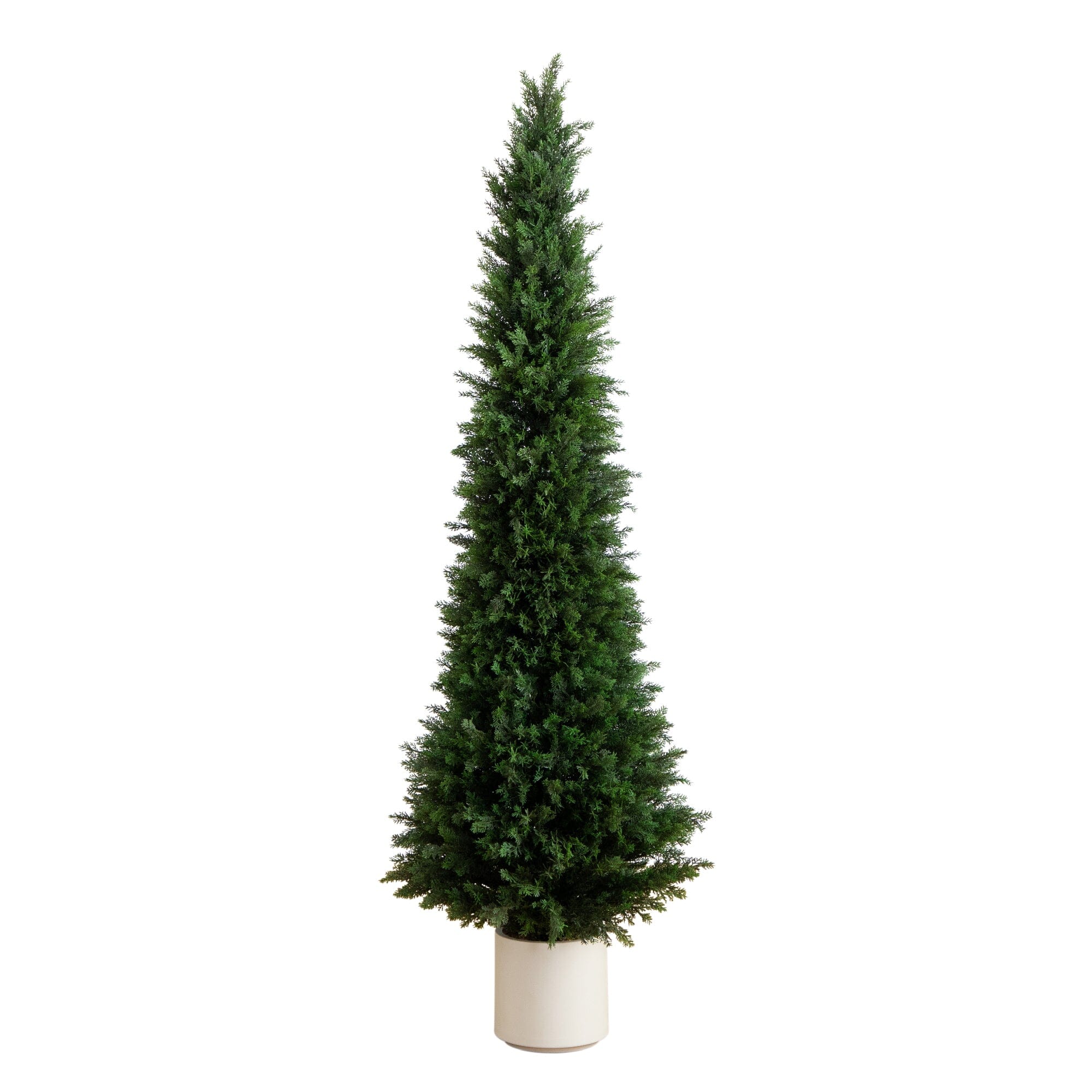 6’ UV Resistant Artificial Cedar Tree in Decorative White Planter (Indoor/Outdoor) - Image 6