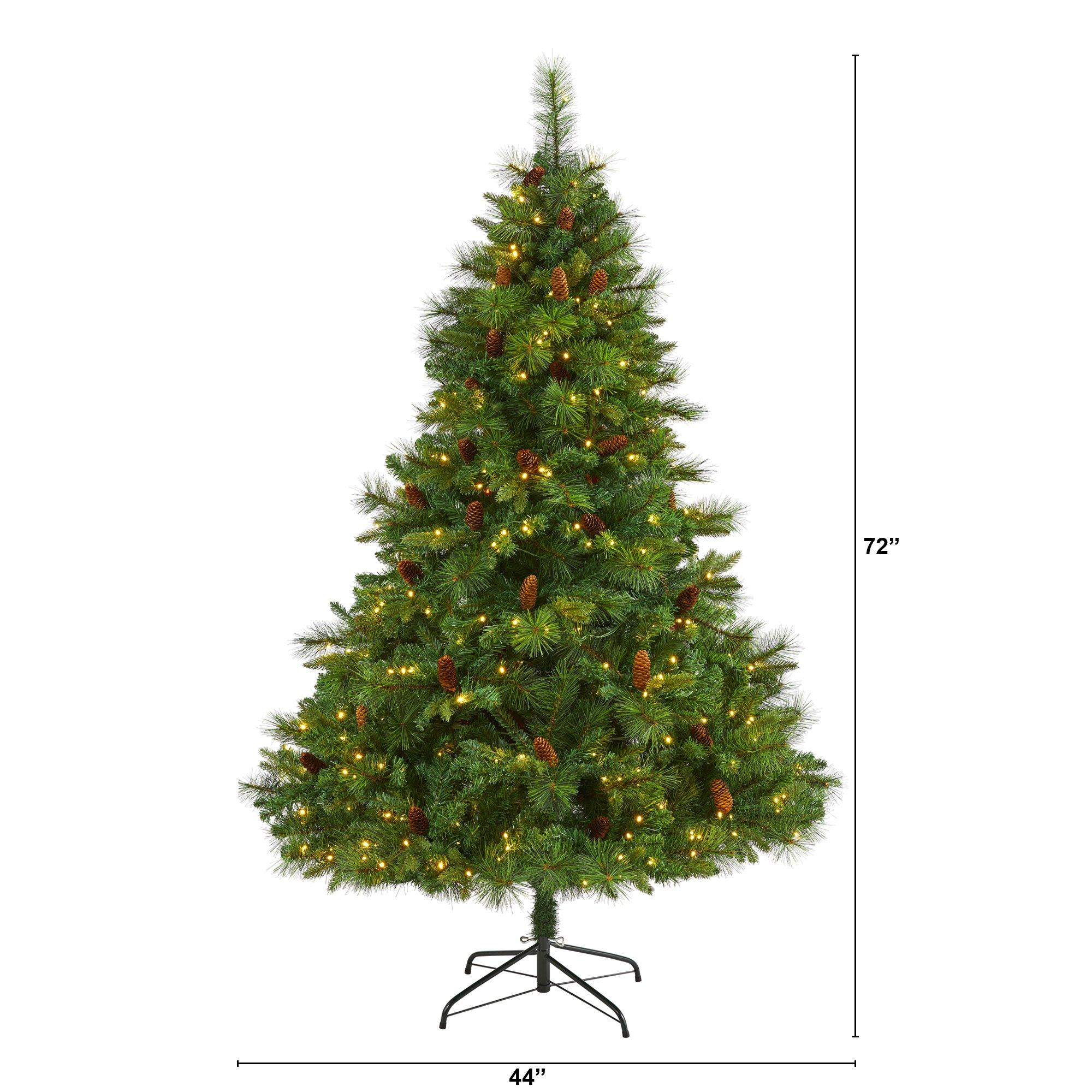 6’ West Virginia Full Bodied Mixed Pine Artificial Christmas Tree with 300 Clear LED Lights and Pine Cones - Image 2