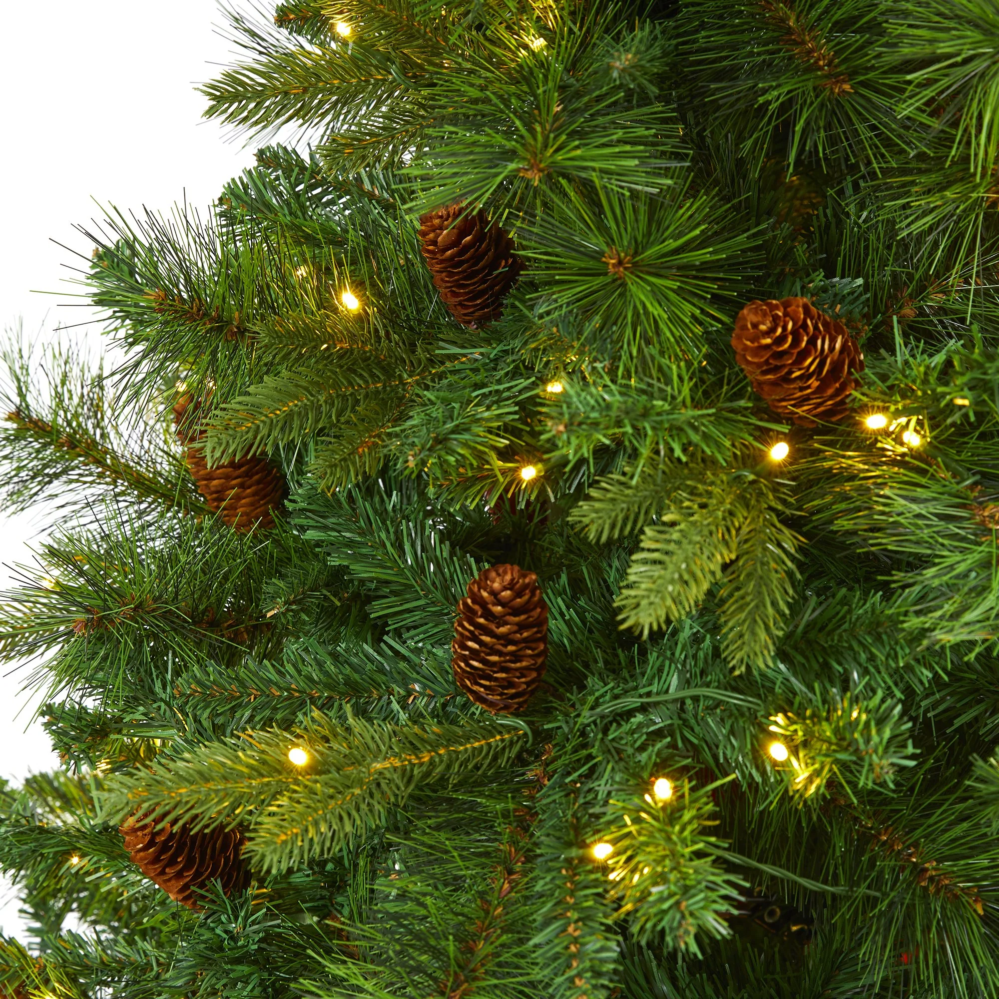6’ West Virginia Full Bodied Mixed Pine Artificial Christmas Tree with 300 Clear LED Lights and Pine Cones - Image 3