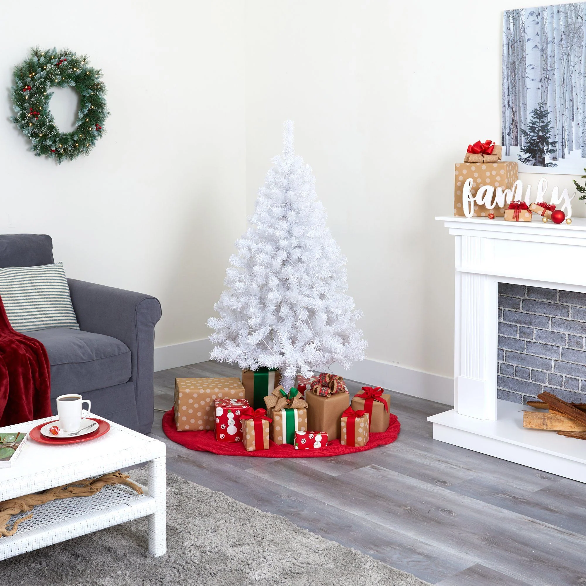 6' White Artificial Christmas Tree with 680 Bendable Branches - Image 6