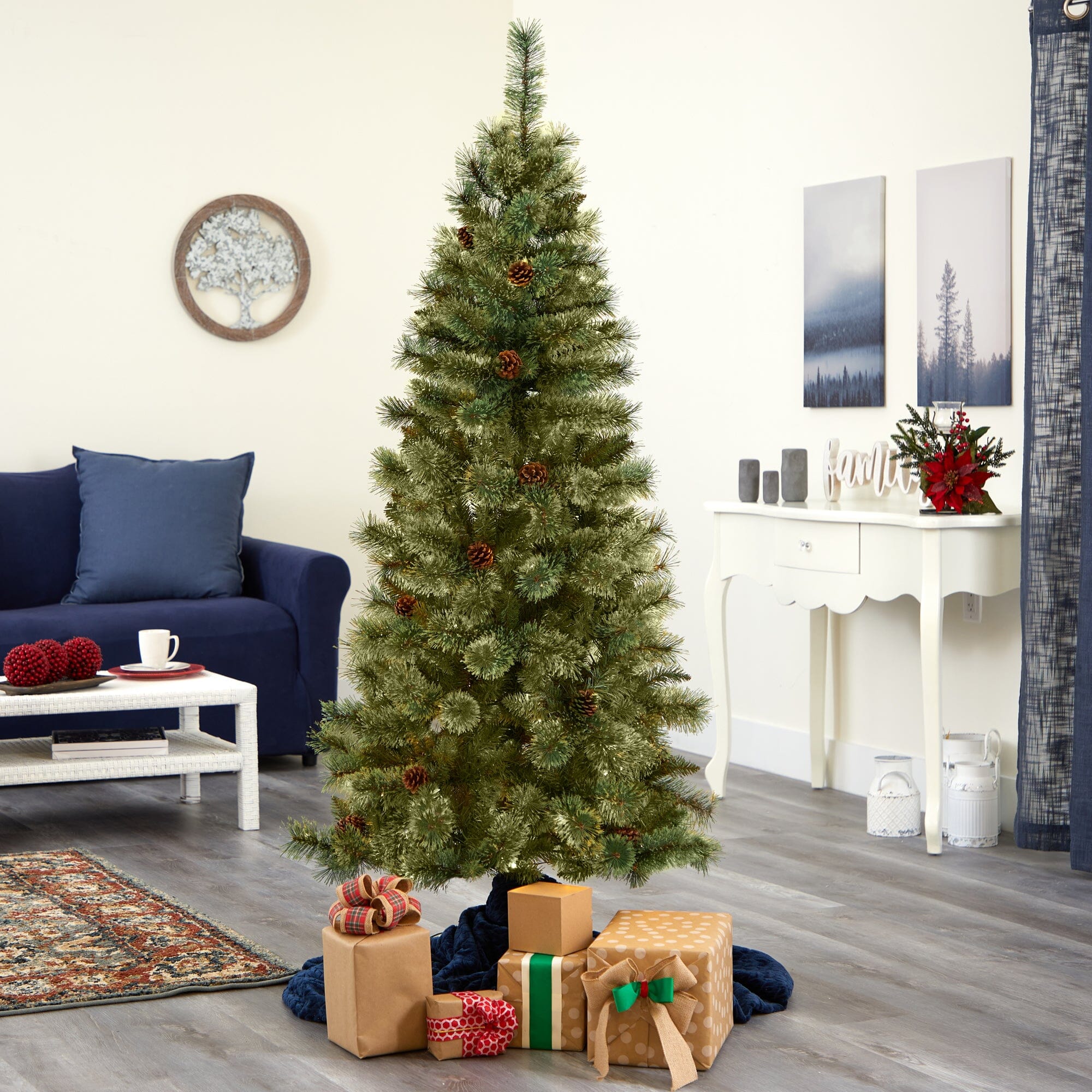6’ White Mountain Pine Artificial Christmas Tree with 477 Bendable Branches - Image 5