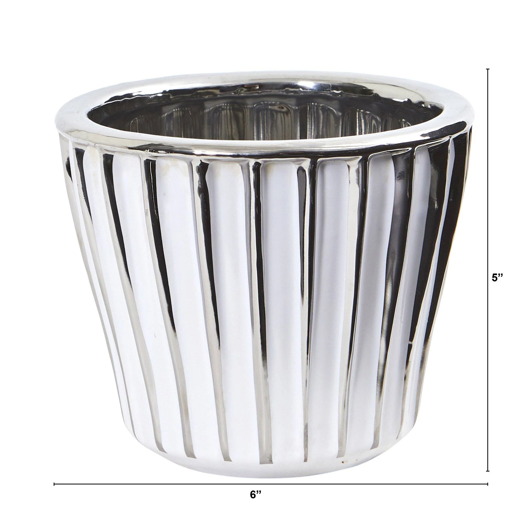 6” White Vase with Silver Trimming - Image 2