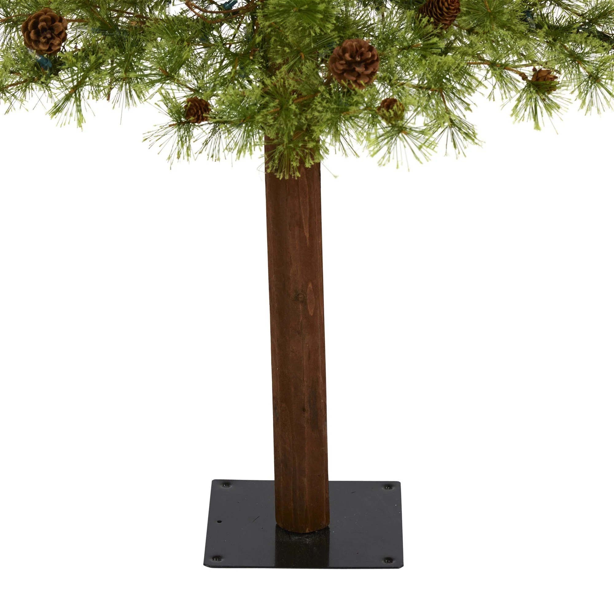 6' Wyoming Alpine Artificial Christmas Tree with 150 Clear (multifunction) LED Lights and Pine Cones on Natural Trunk - Image 5