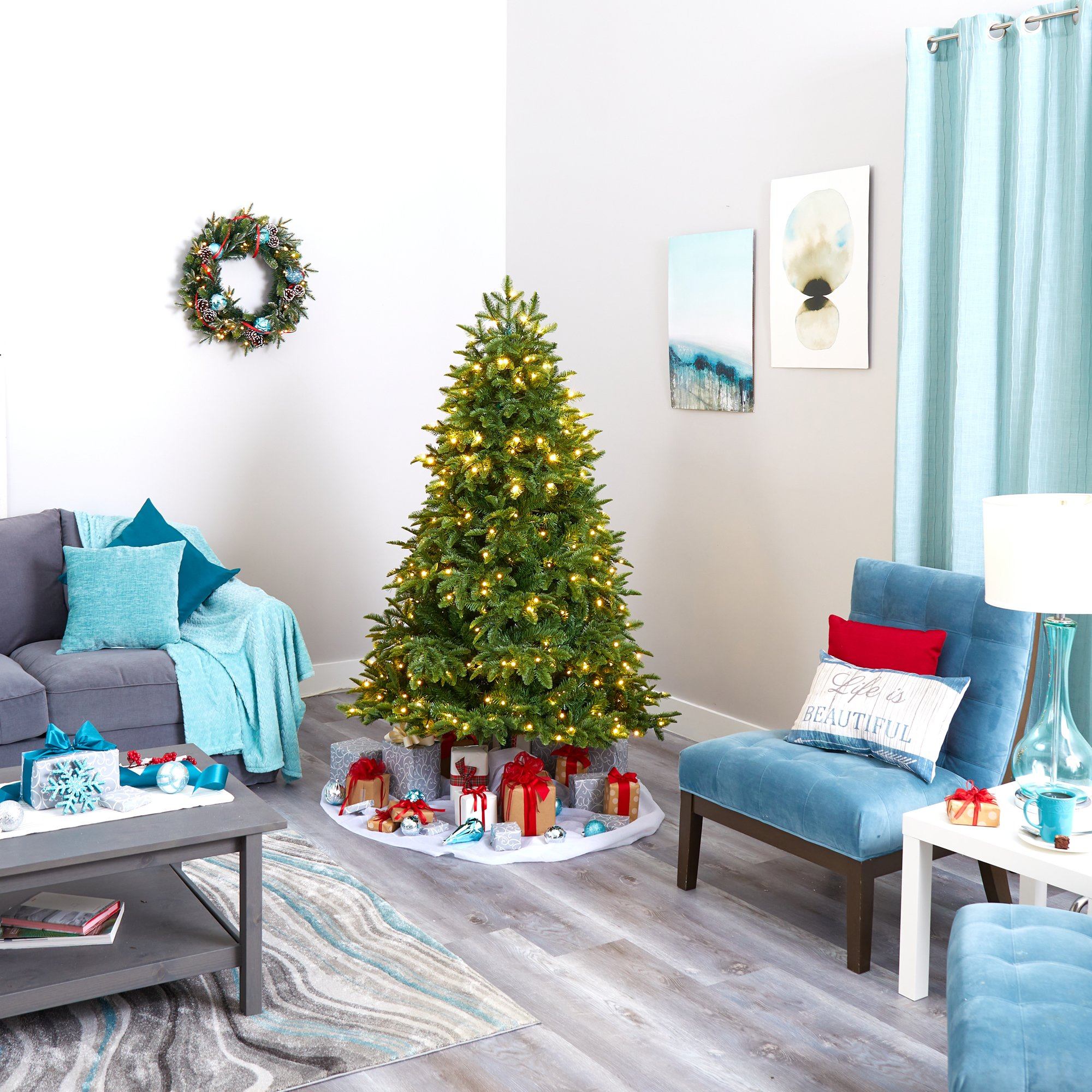 6’ Wyoming Fir Artificial Christmas Tree with 350 Clear LED Lights and 844 Bendable Branches - Image 7