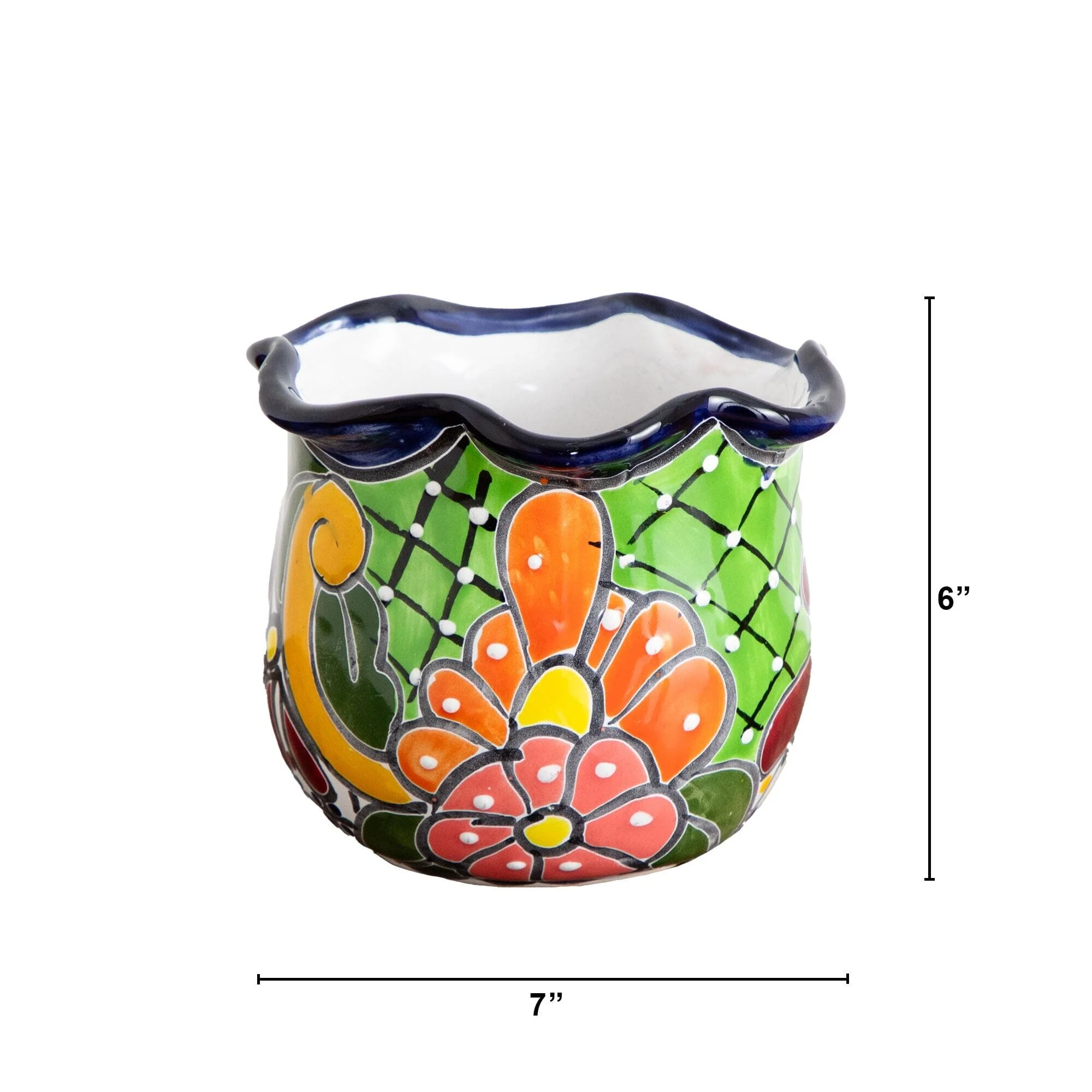 6" x 7" Handmade Mexican Talavera Ceramic Planter - Image 4