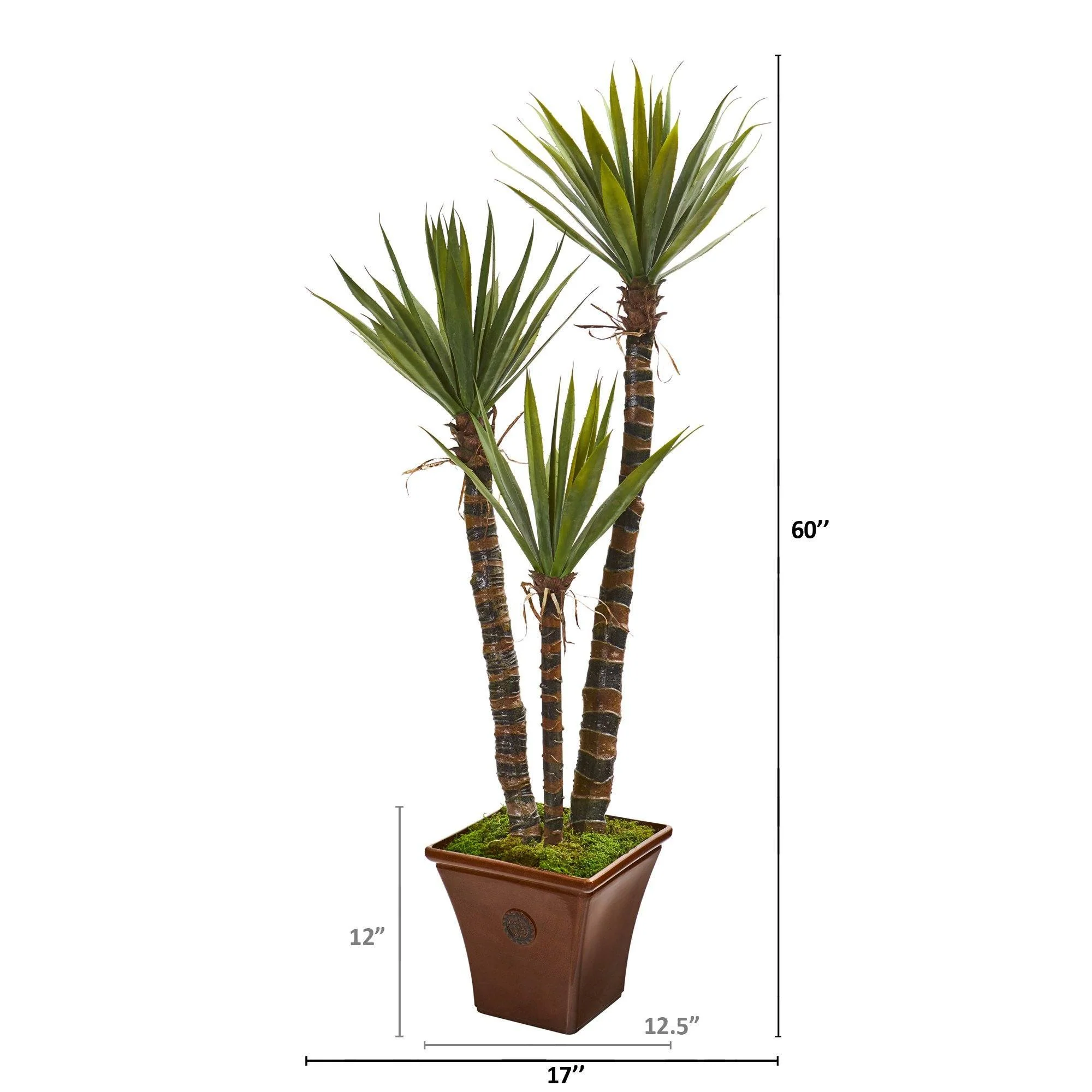 60” Yucca Artificial Tree in Brown Planter - Image 2