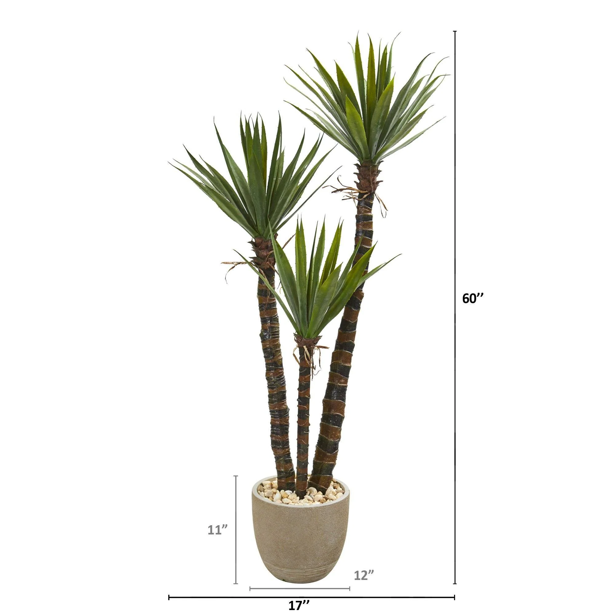 60” Yucca Artificial Tree in Sandstone Planter - Image 2