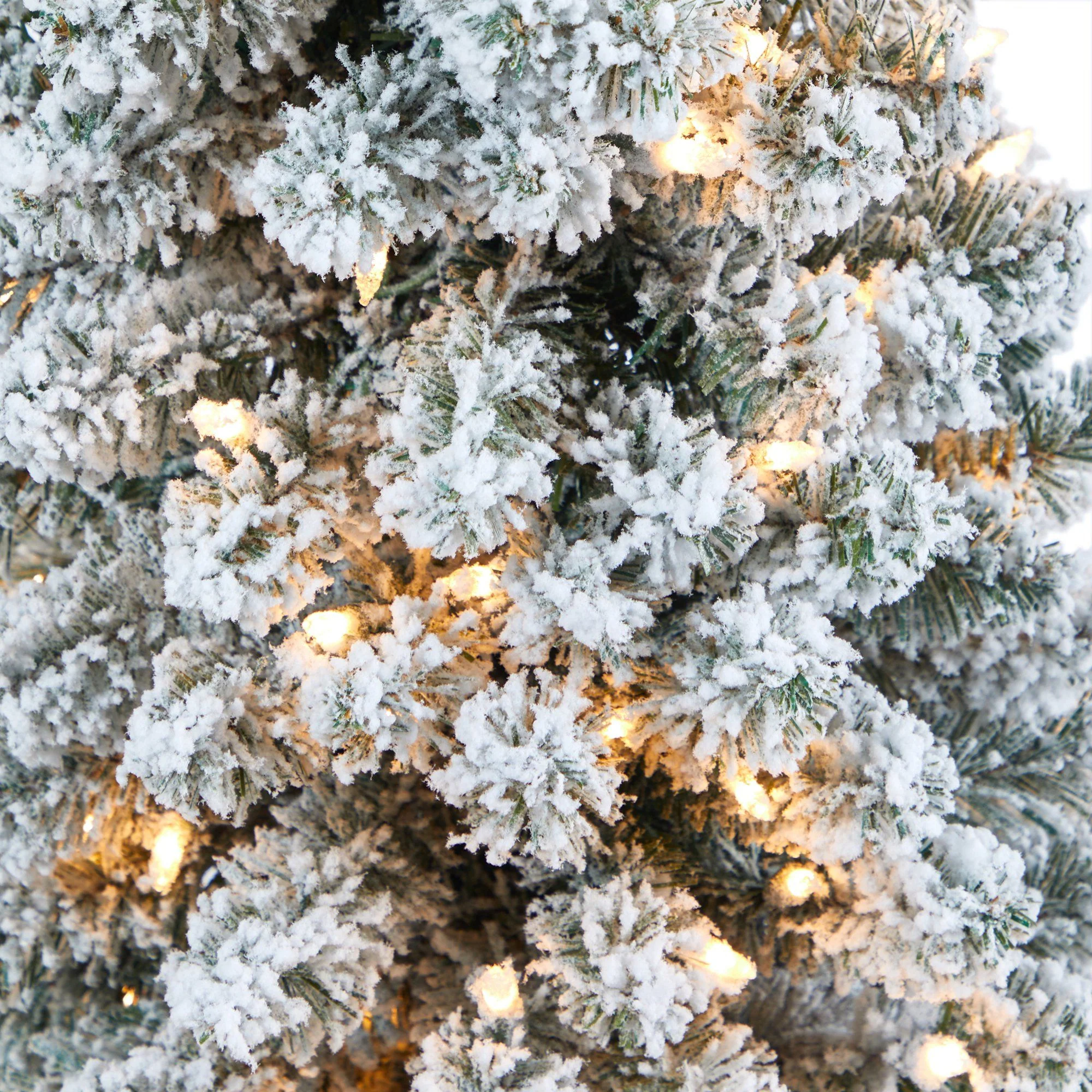 62” Flocked Pencil Artificial Christmas Tree with 200 Clear Lights and 318 Bendable Branches in Charcoal Urn - Image 4