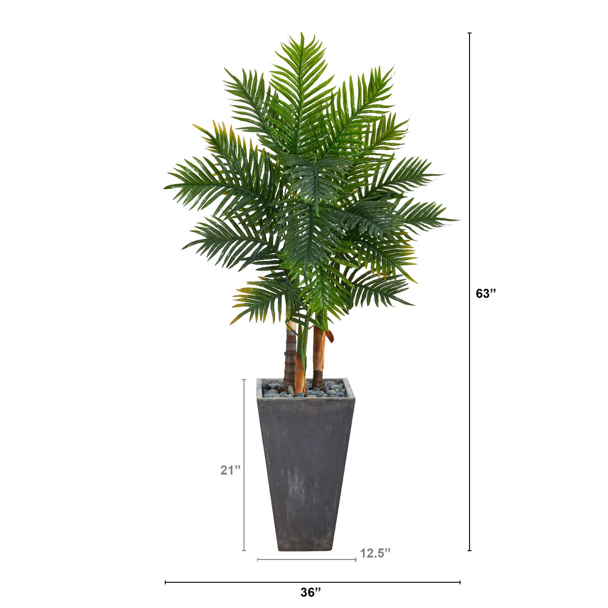 63” Areca Artificial Palm Tree in Cement Planter (Real Touch) - Image 2