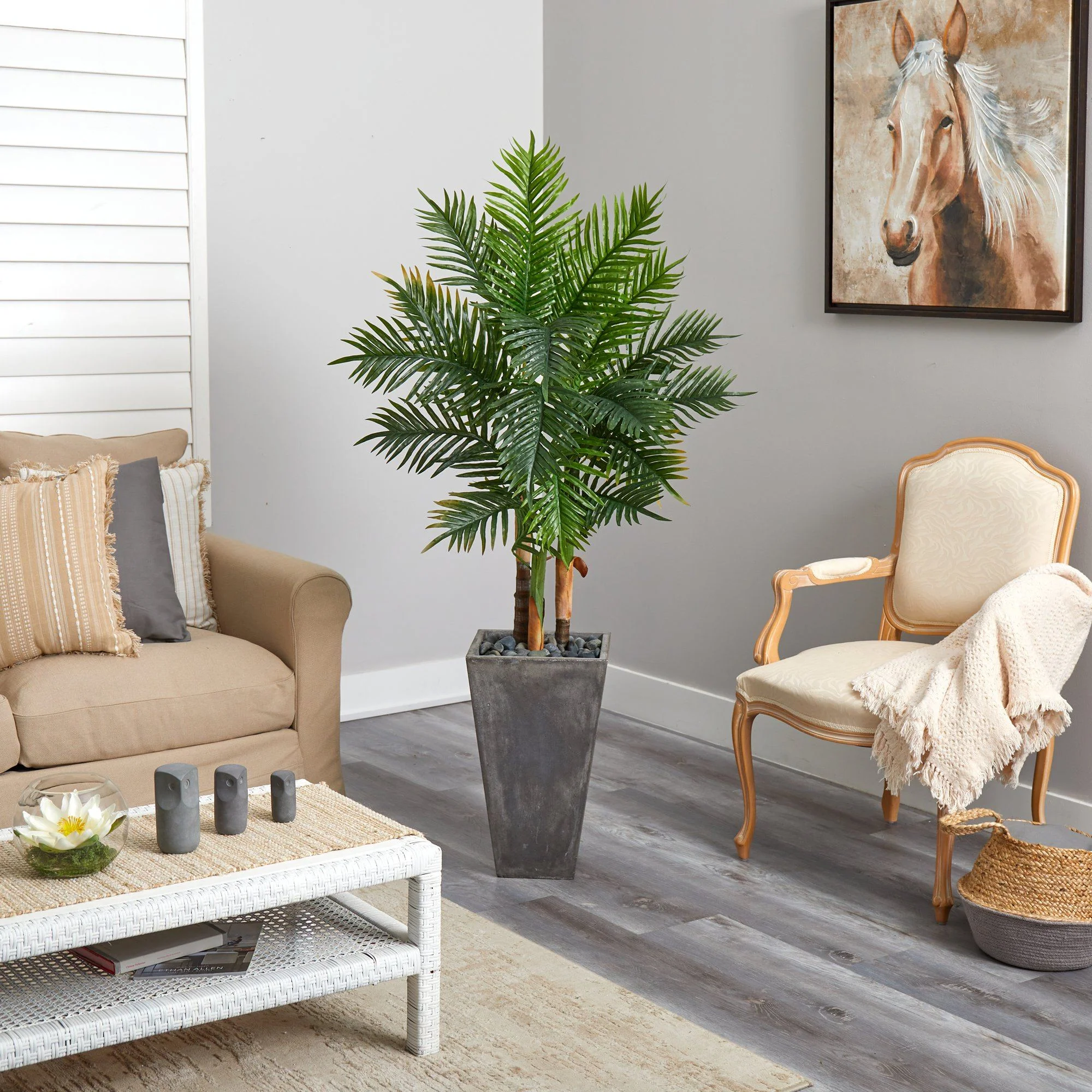 63” Areca Artificial Palm Tree in Cement Planter (Real Touch) - Image 4