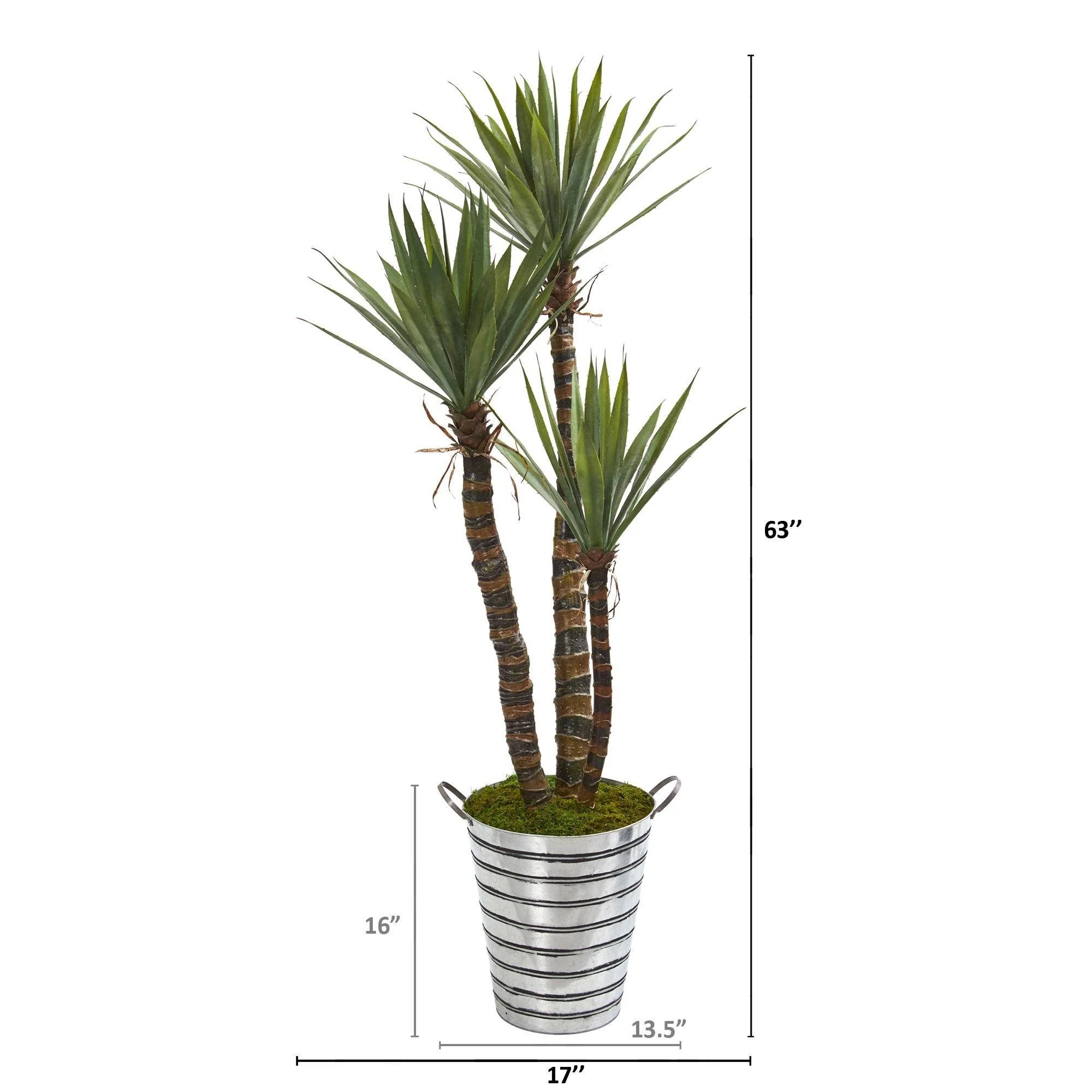 63” Yucca Artificial Tree in Tin Bucket - Image 2