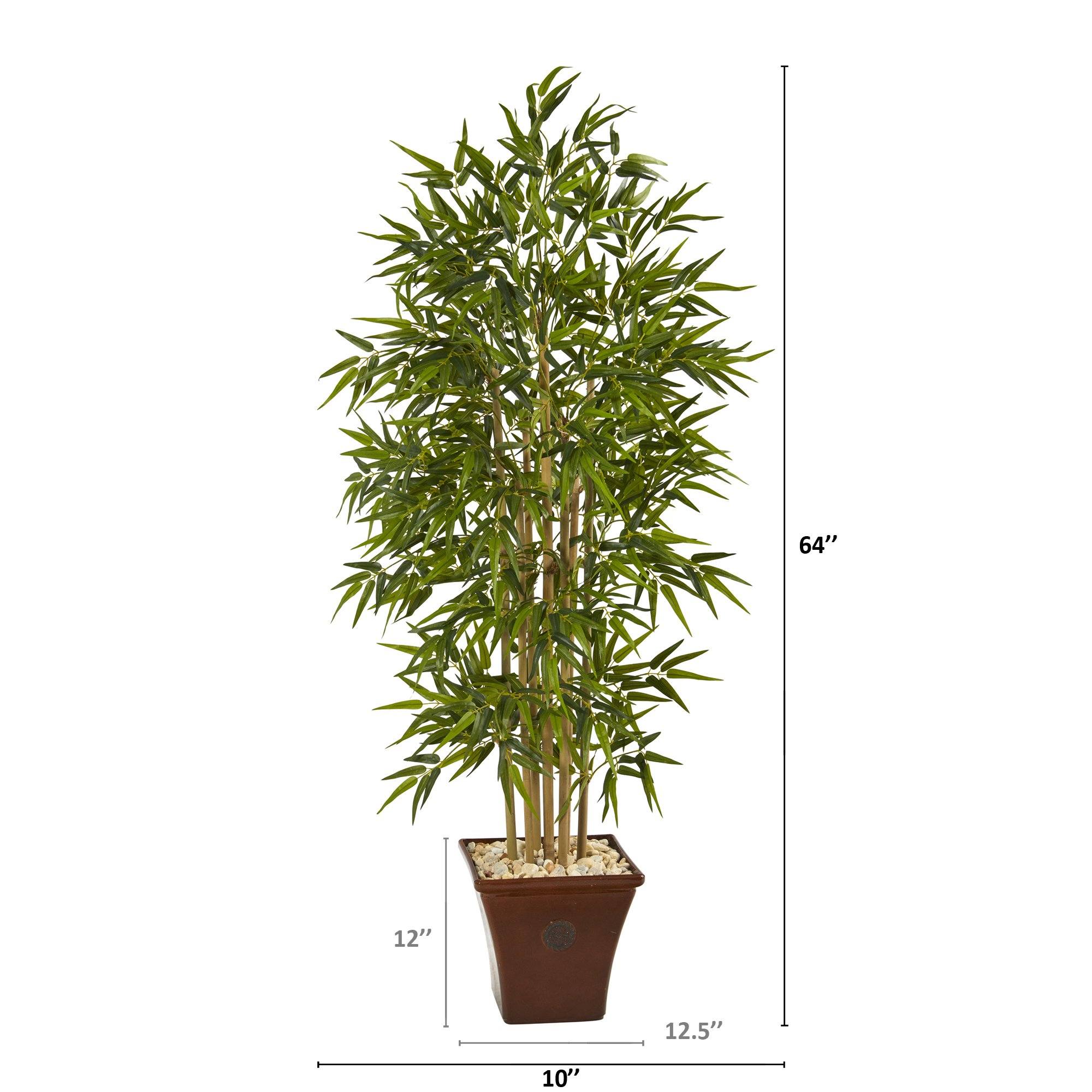 64” Bamboo Artificial Tree in Brown Planter - Image 2