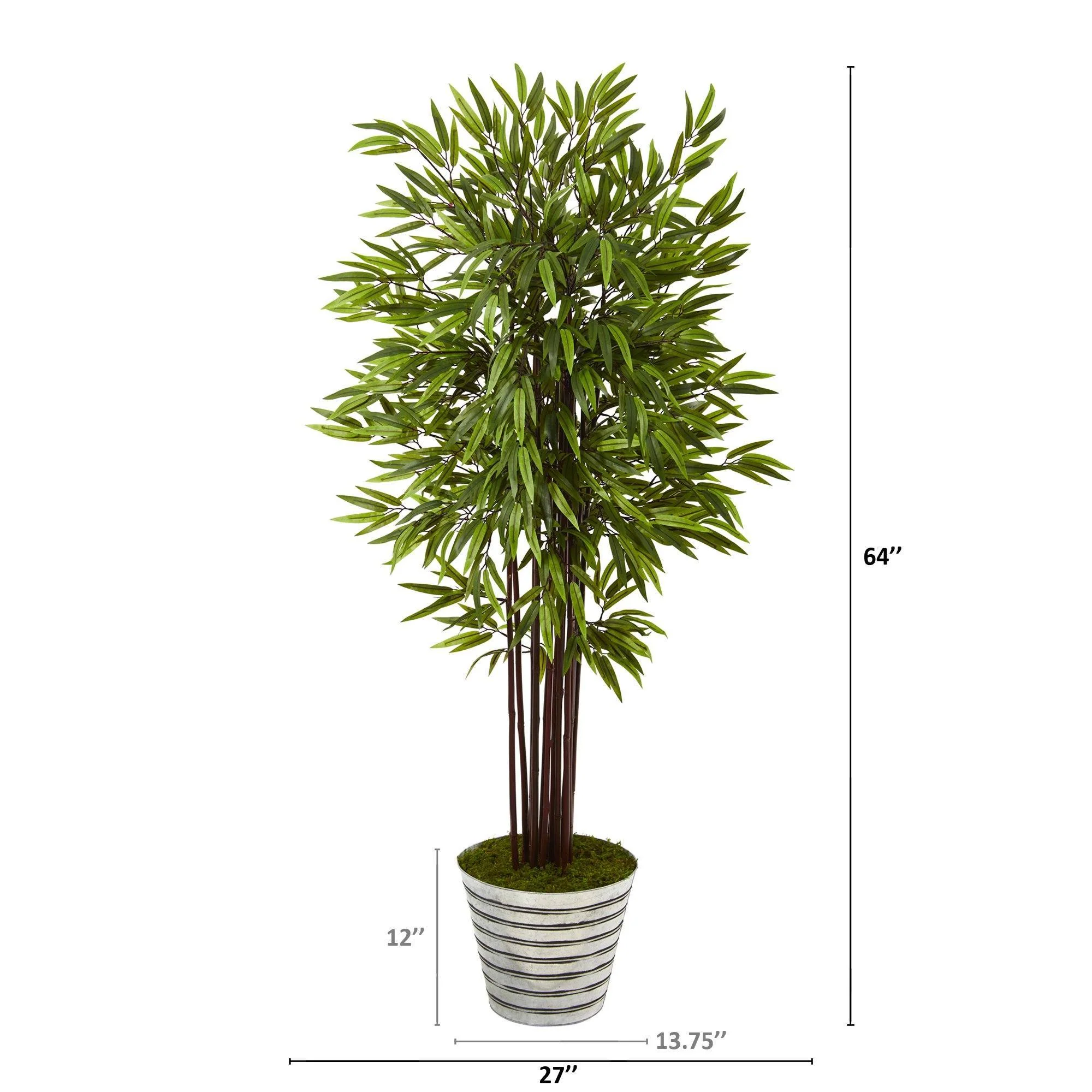 64” Bamboo Artificial Tree in Decorative Tin Bucket - Image 2