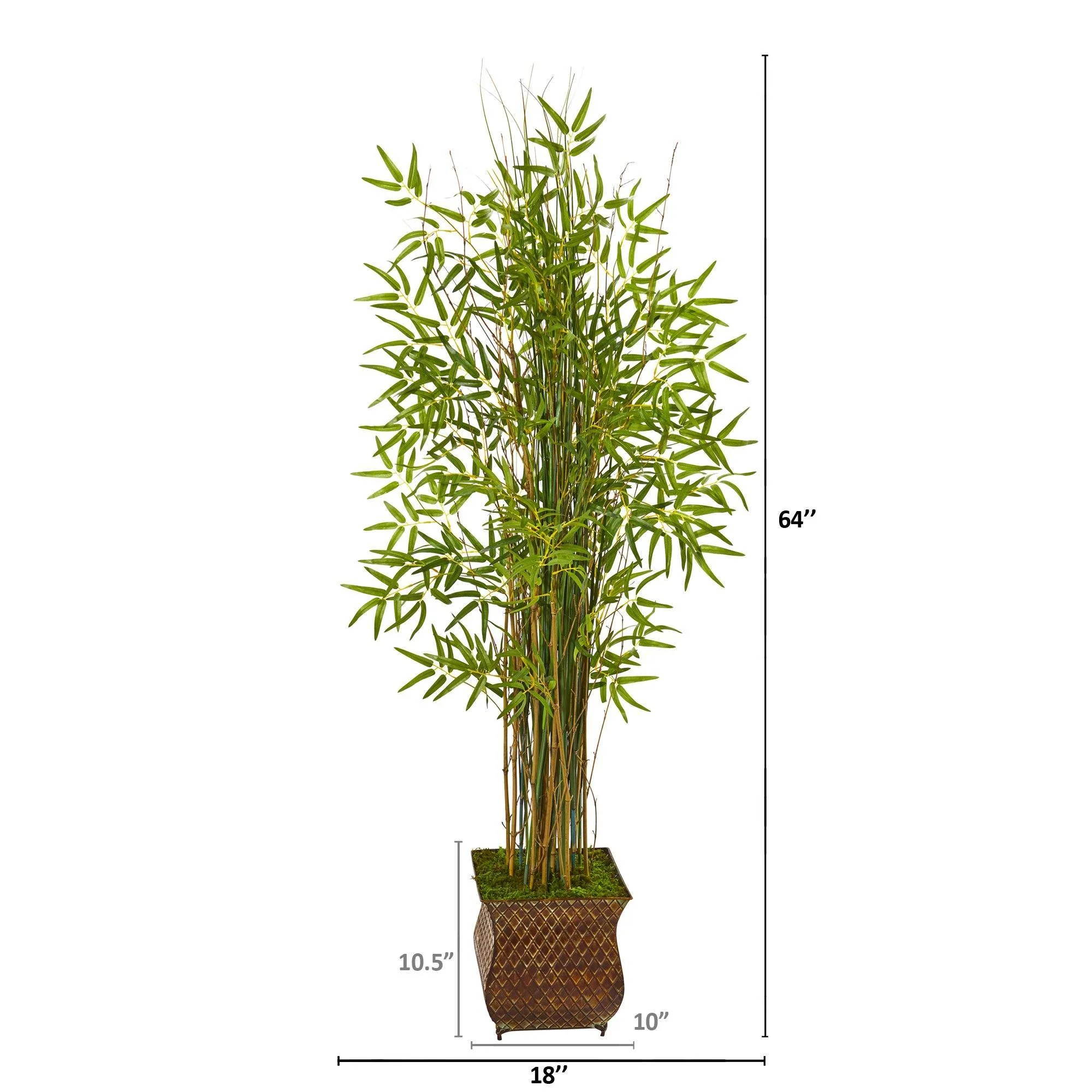 64” Bamboo Grass Artificial Plant in Metal Planter - Image 2