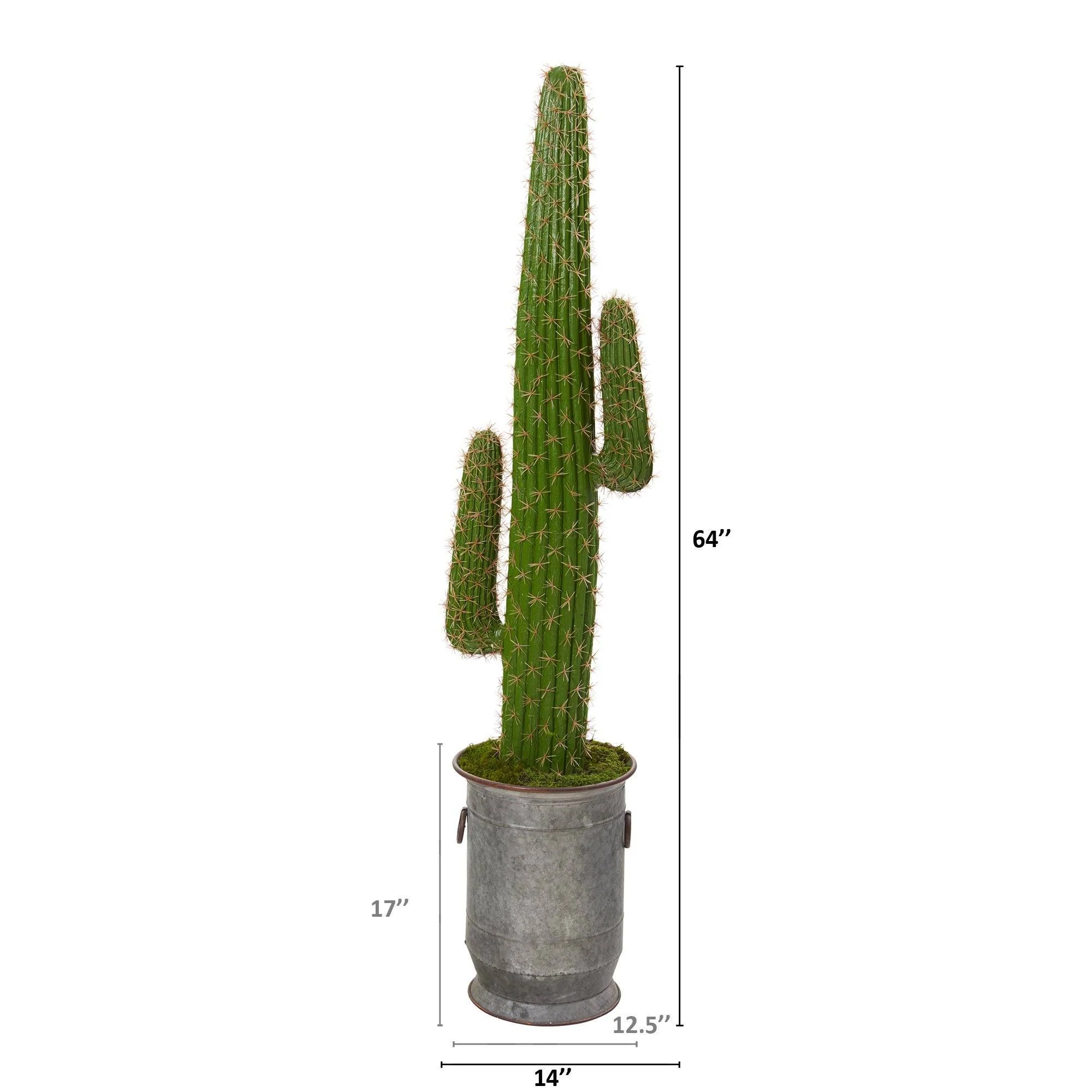 64” Cactus Artificial Plant in Copper Trimmed Metal Planter - Image 2