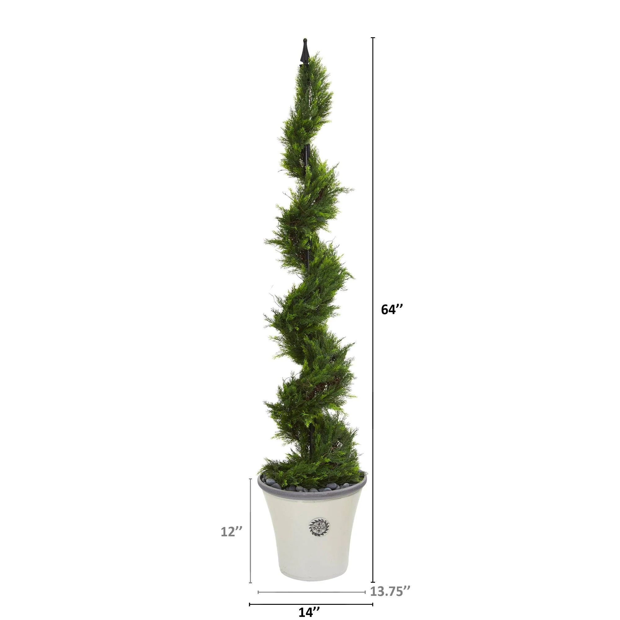 64” Cypress Artificial Spiral Tree in Decorative Planter - Image 2