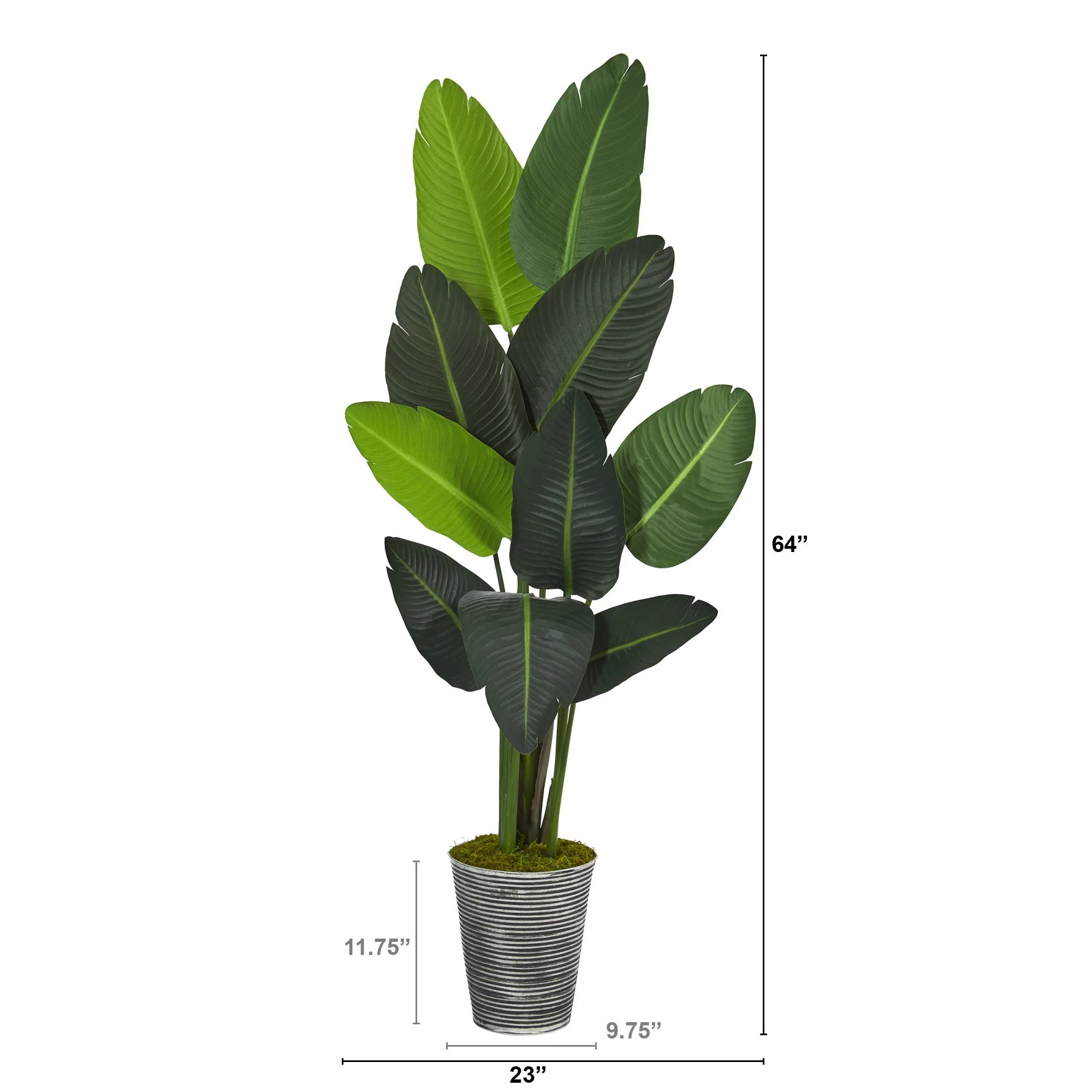 64” Traveler's Palm Artificial Tree in Decorative Tin Planter - Image 2