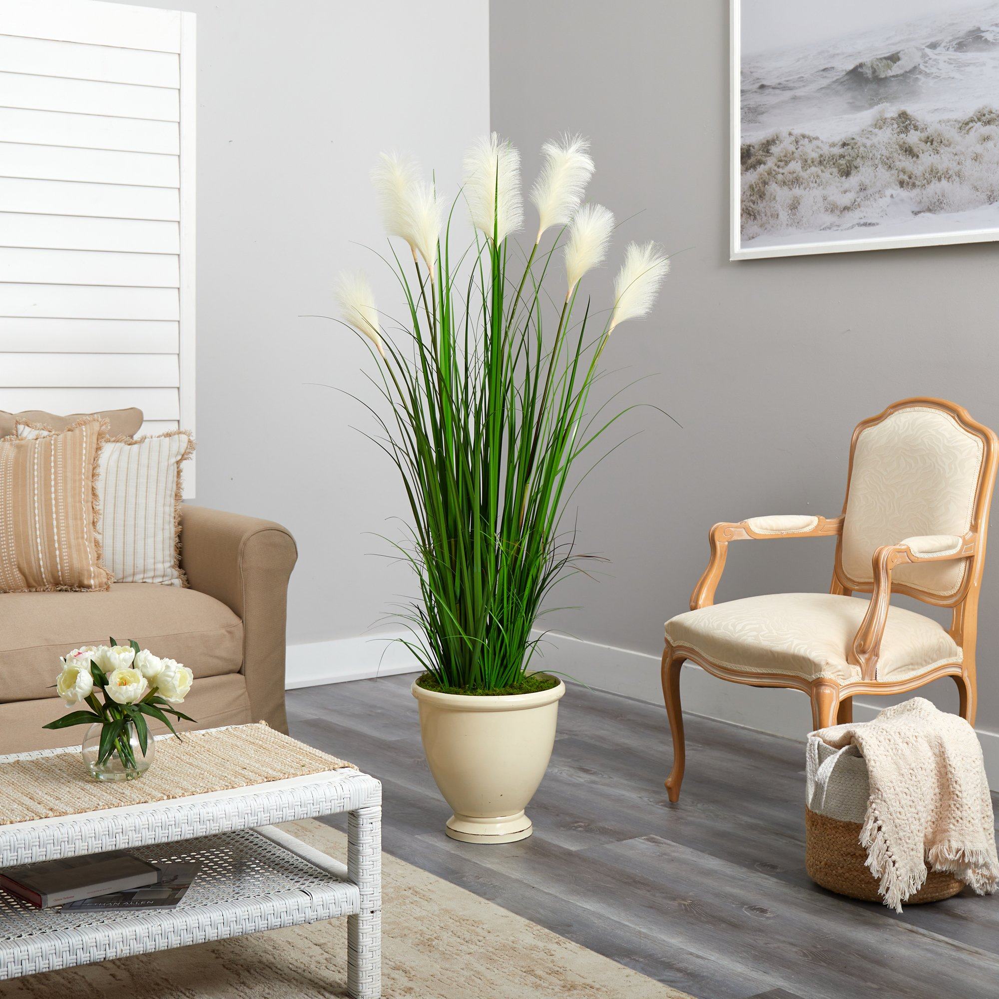 64” Wheat Plum Grass Artificial Plant in Urn Planter - Image 4