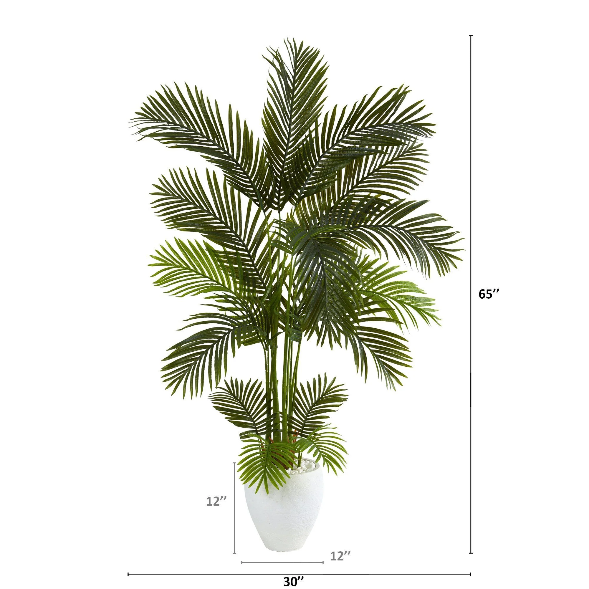 65” Areca Palm Artificial Tree in White Planter - Image 2