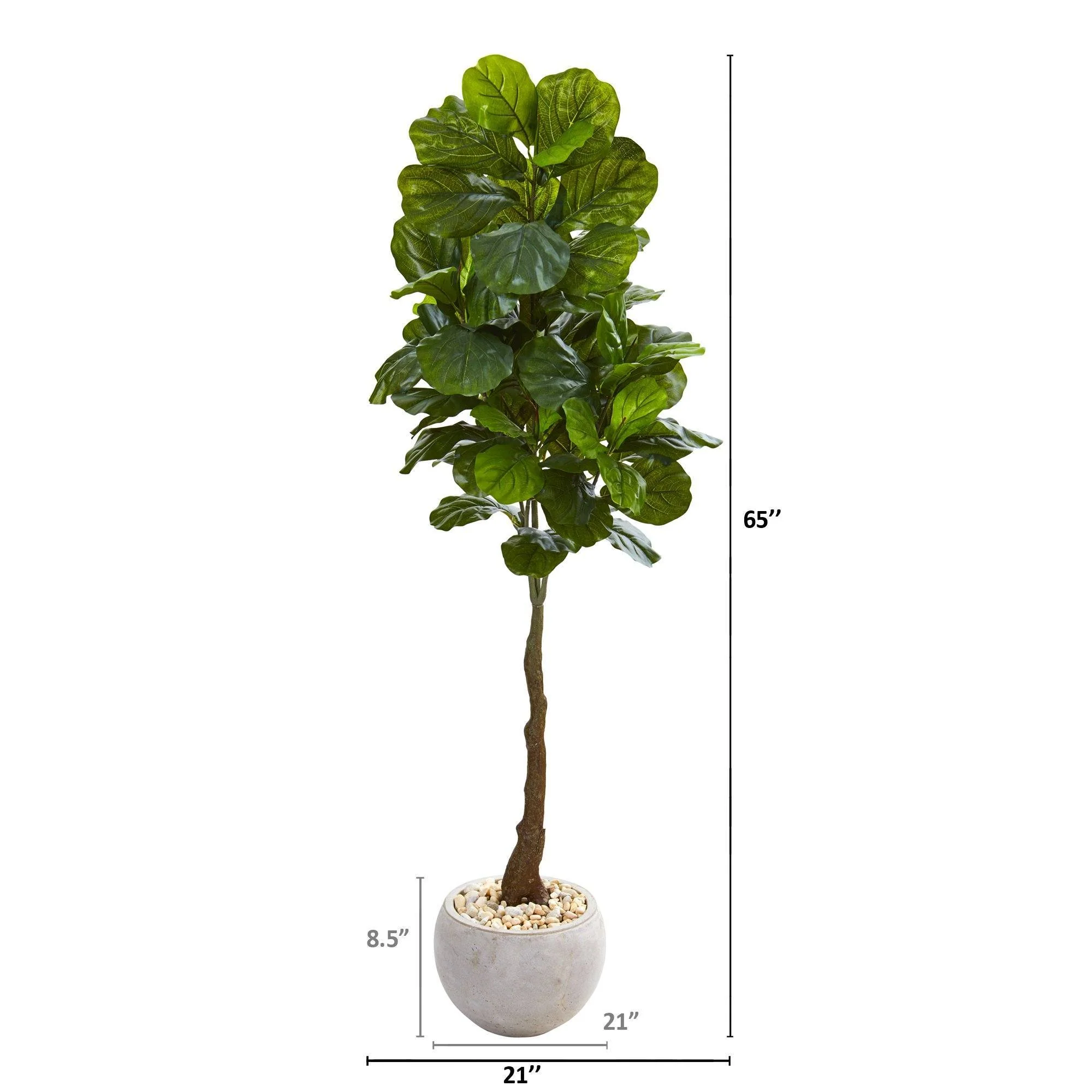 65” Fiddle Leaf Artificial Tree in Sand Colored Planter (Real Touch) - Image 2
