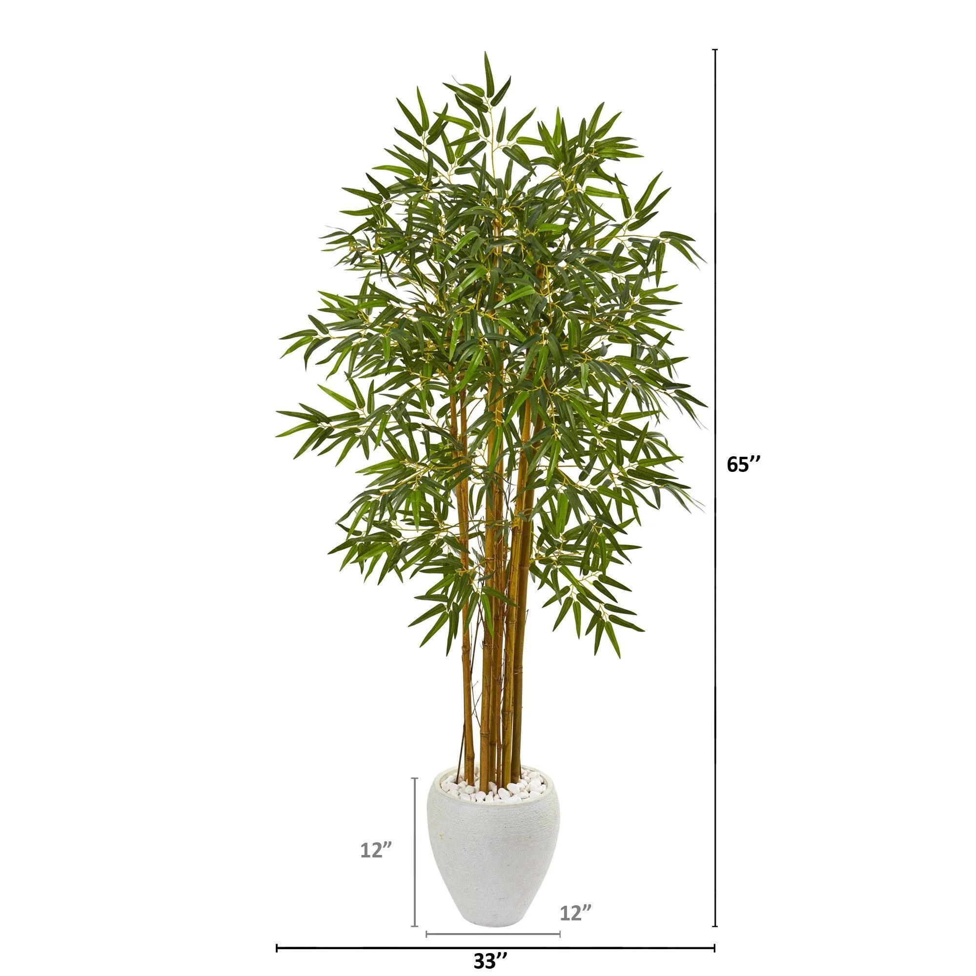 65” Multi Bambusa Bamboo Artificial Tree in White Planter - Image 2