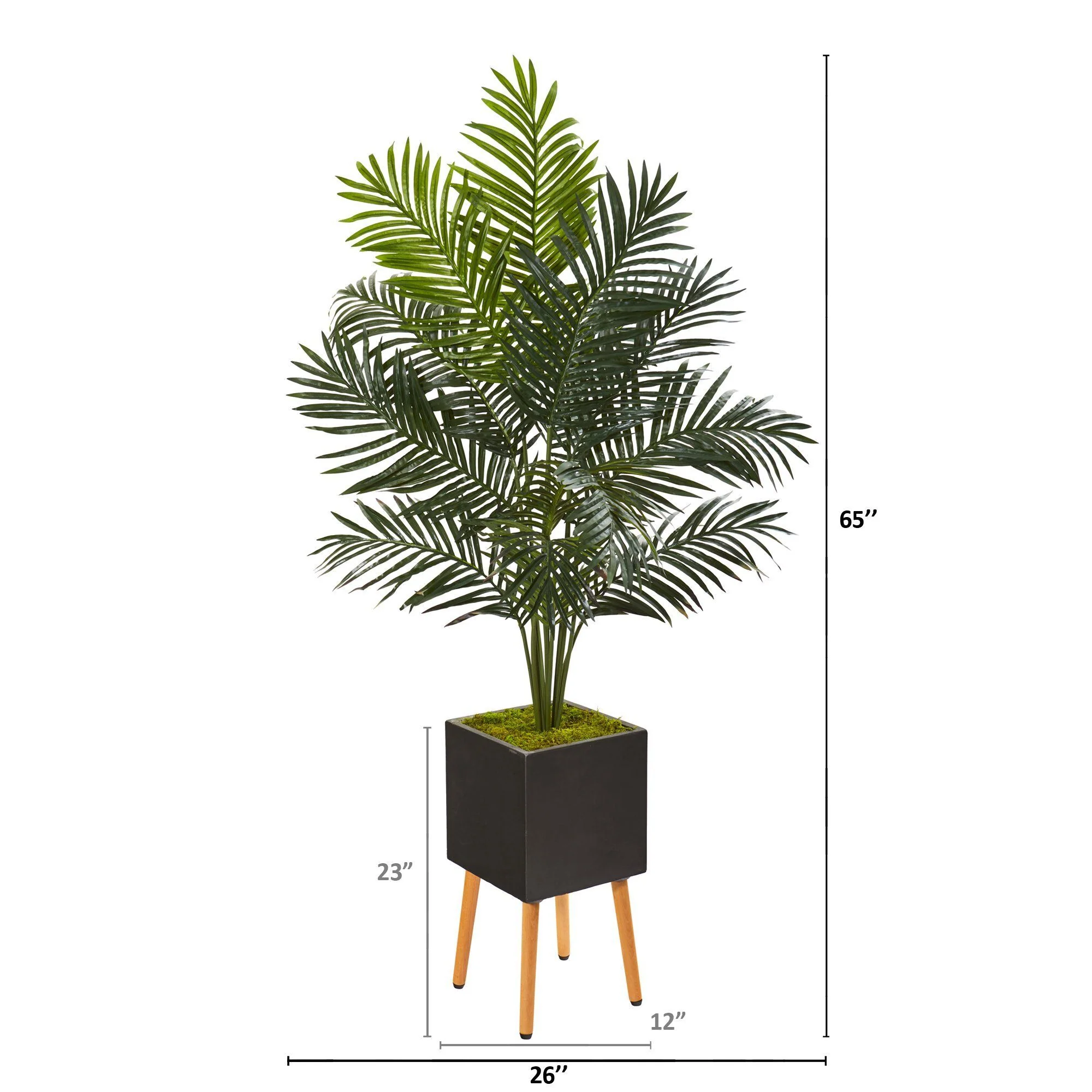 65” Paradise Palm Artificial Tree in Black Planter with Stand - Image 2