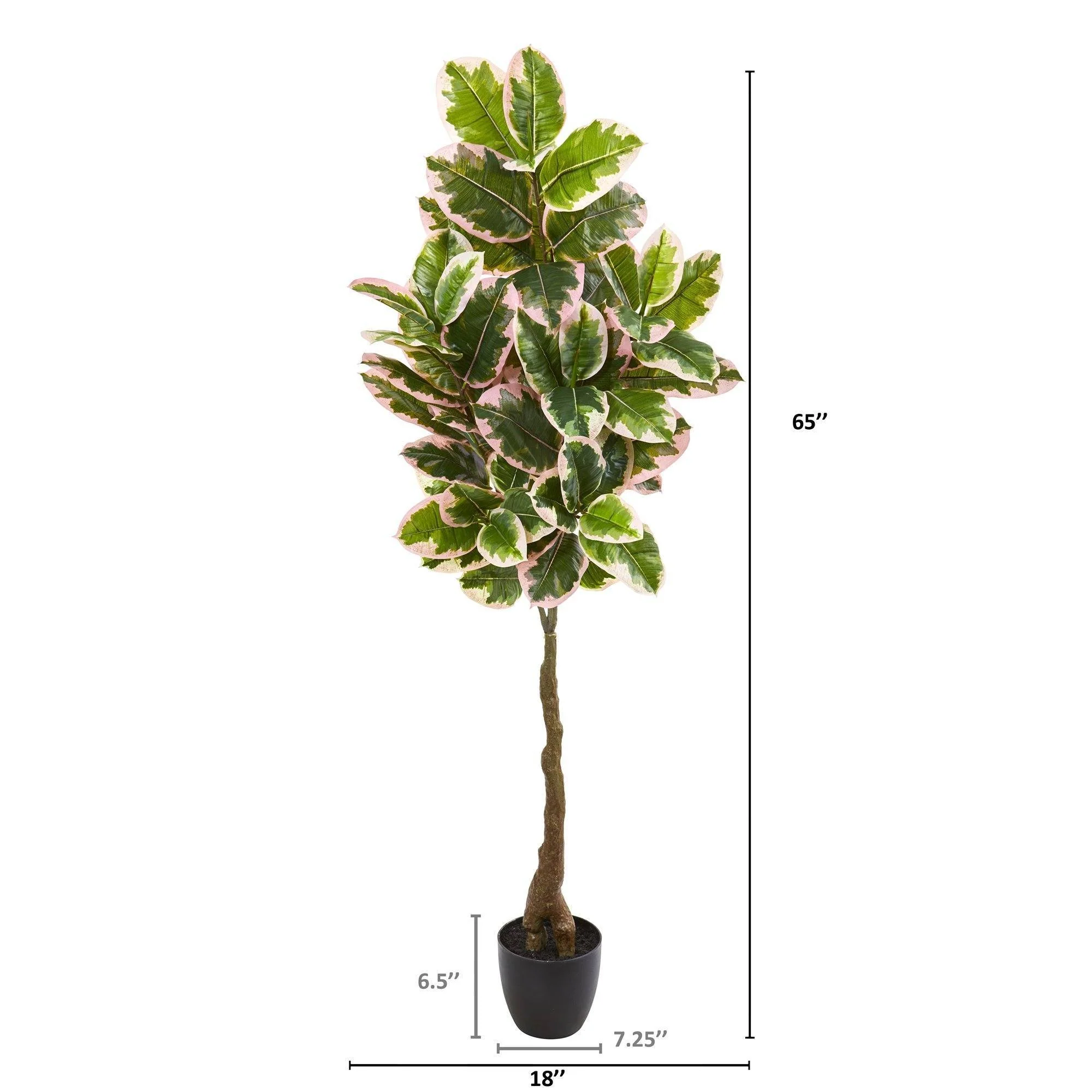 65” Variegated Rubber Leaf Artificial Tree (Real Touch) - Image 2