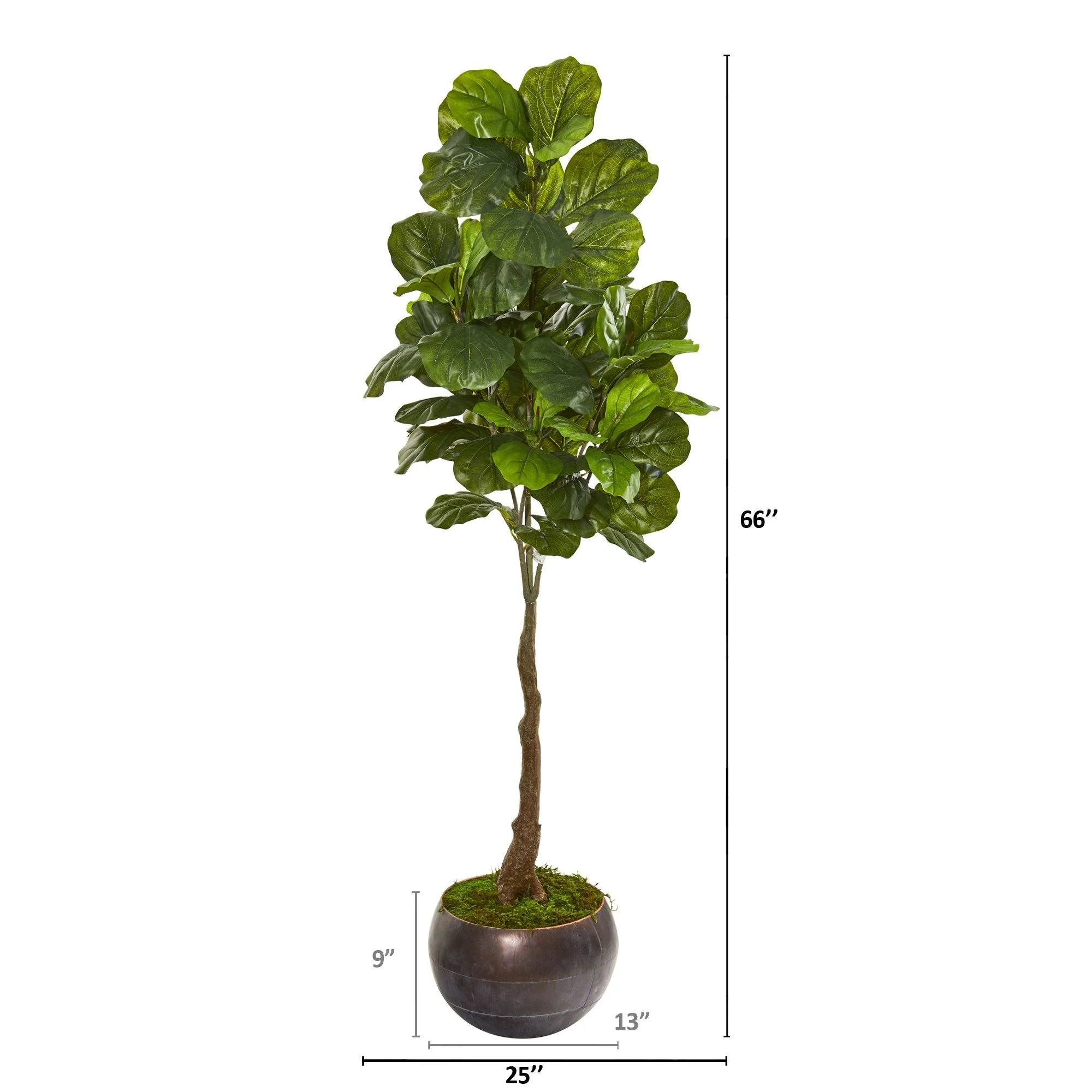 66” Fiddle Leaf Artificial Tree in Metal Bowl (Real Touch) - Image 2