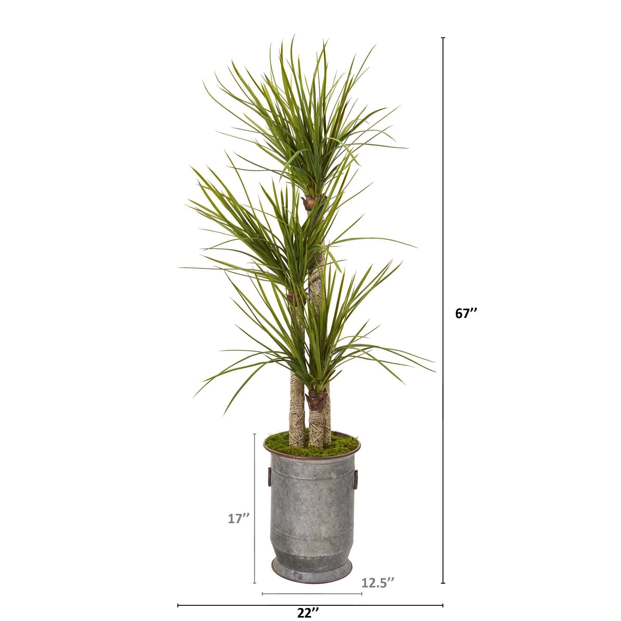 67” Yucca Artificial Tree in Copper Trimmed Metal Planter - Image 2