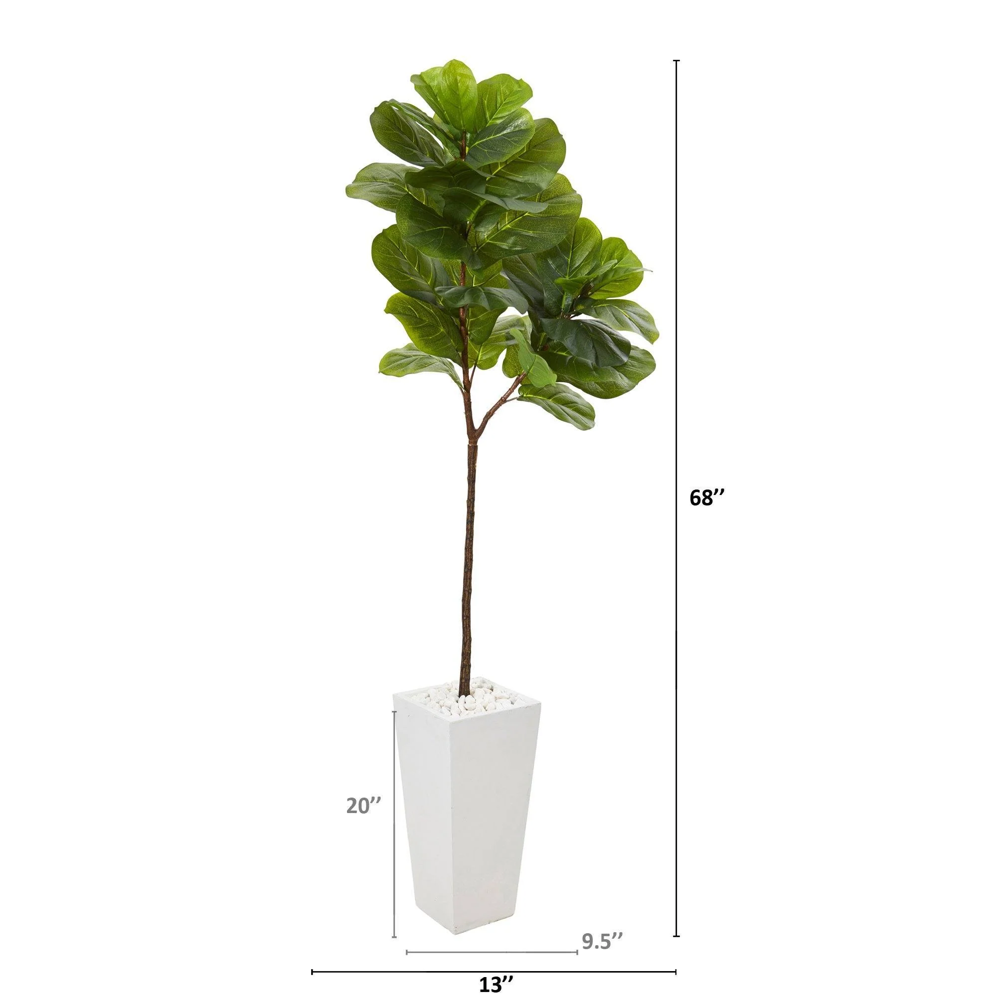 68” Fiddle Leaf Artificial Tree in White Planter (Real Touch) - Image 2