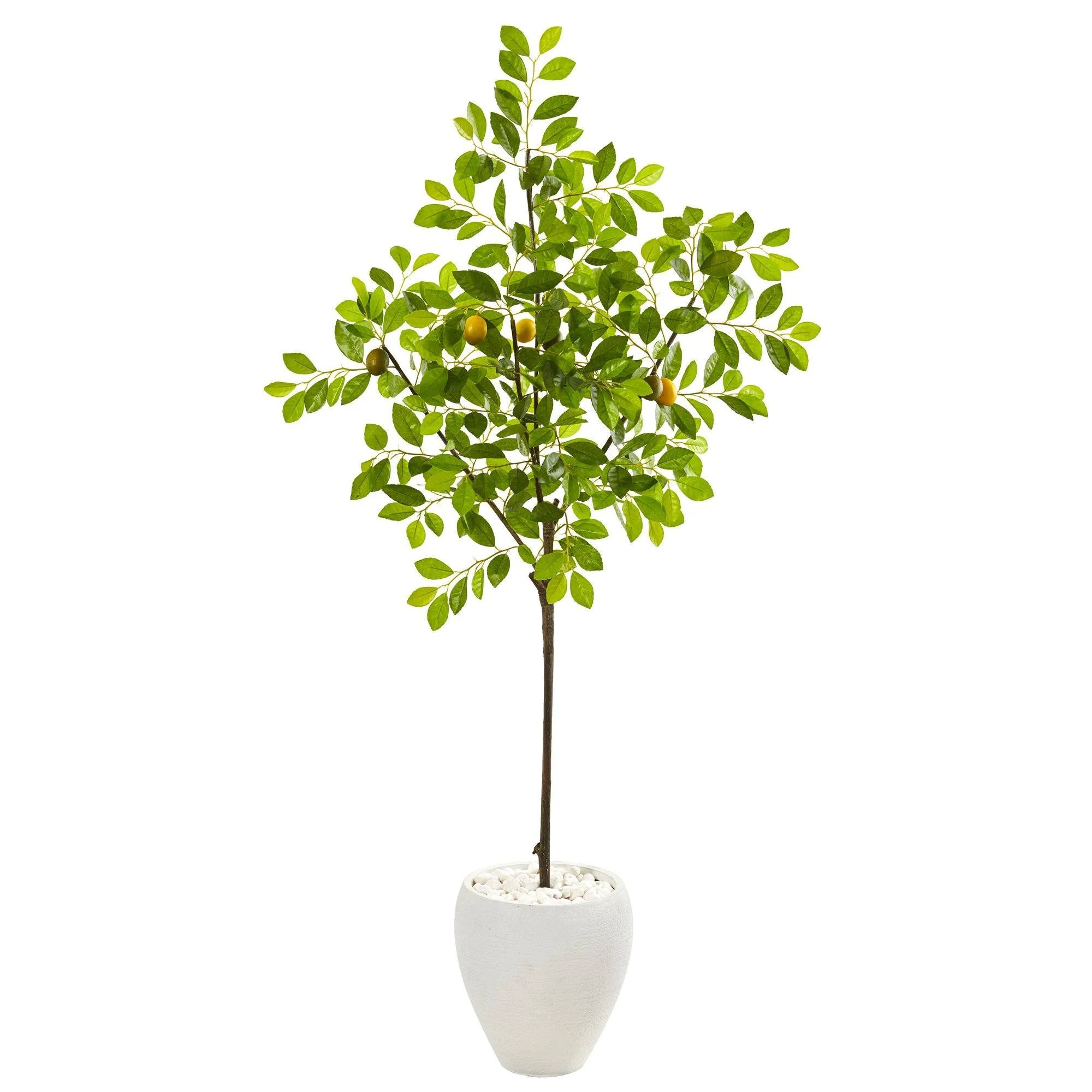 68” Lemon Artificial Tree in White Planter - Image 3