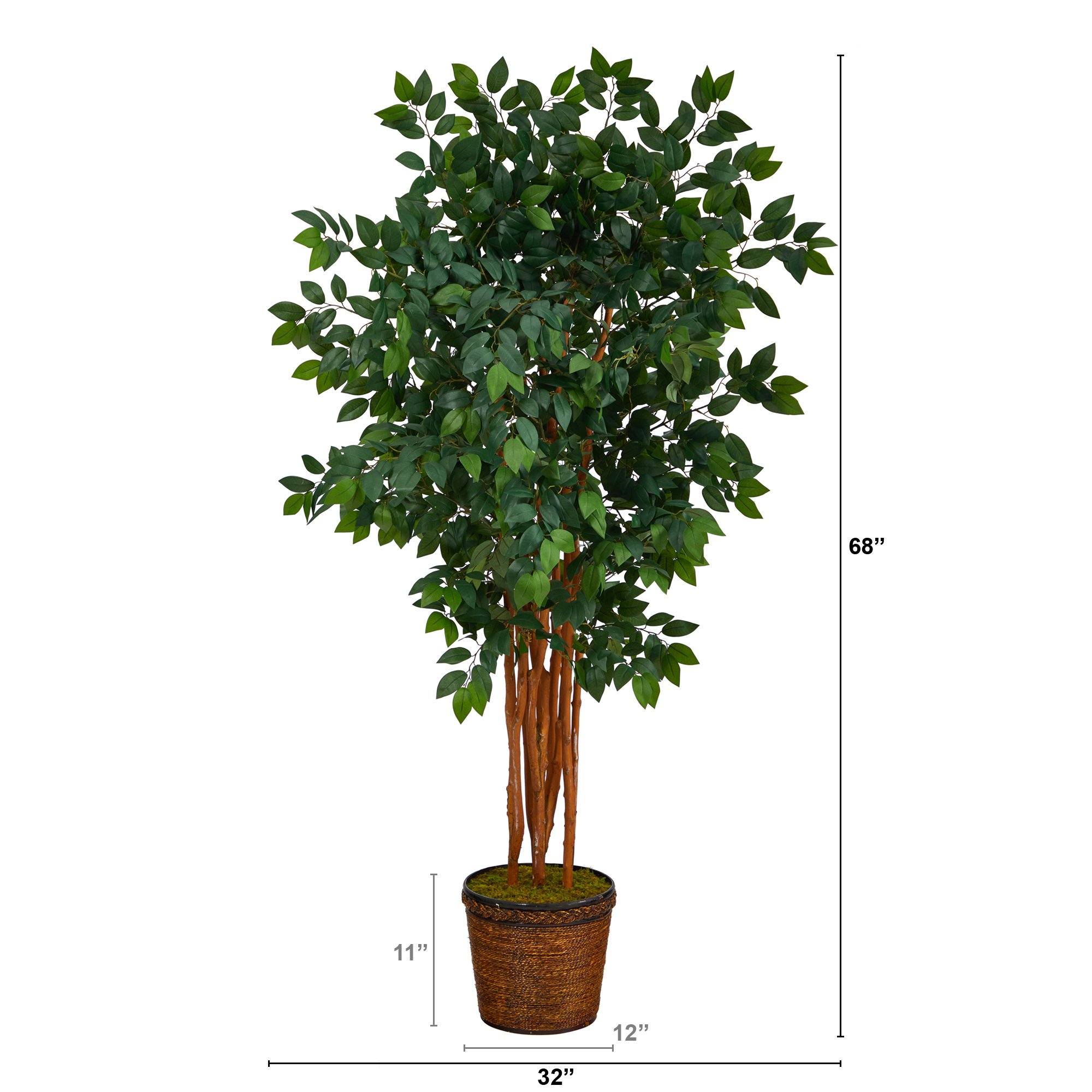 68” Sakaki Artificial Tree with 1470 Bendable Branches in Wicker Planter - Image 2