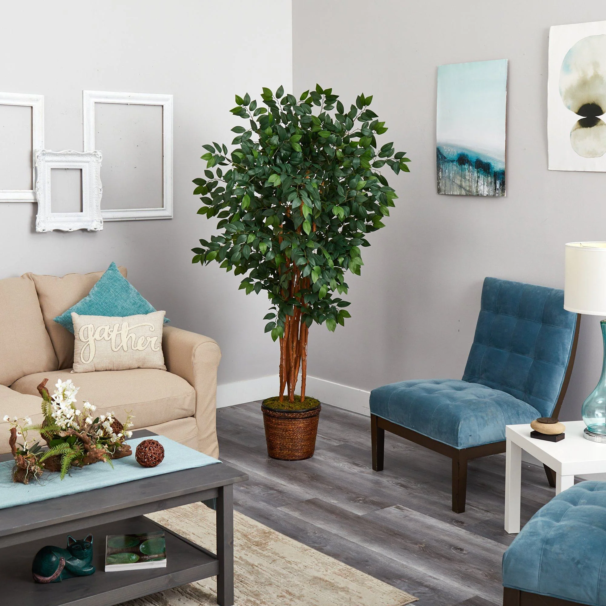 68” Sakaki Artificial Tree with 1470 Bendable Branches in Wicker Planter - Image 4