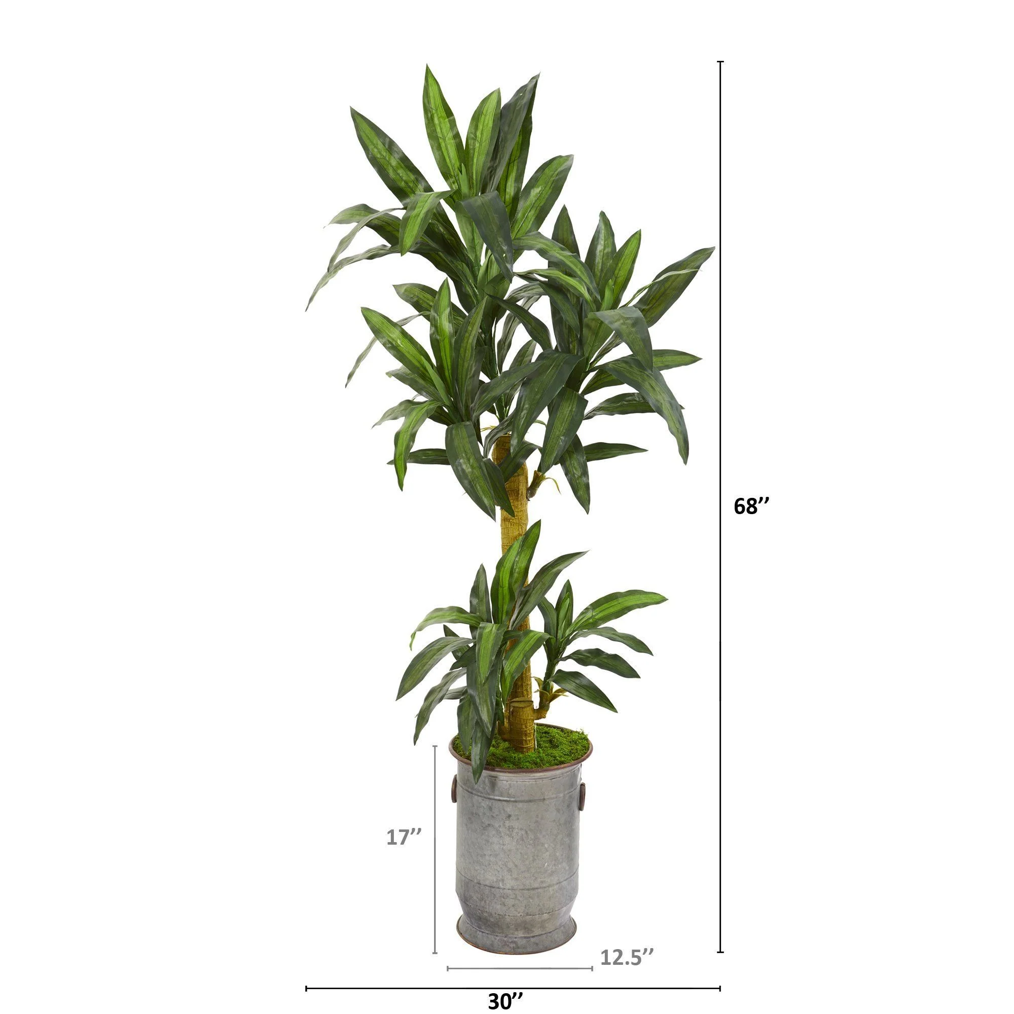 68” Yucca Artificial Plant in Copper Trimmed Metal Planter - Image 2
