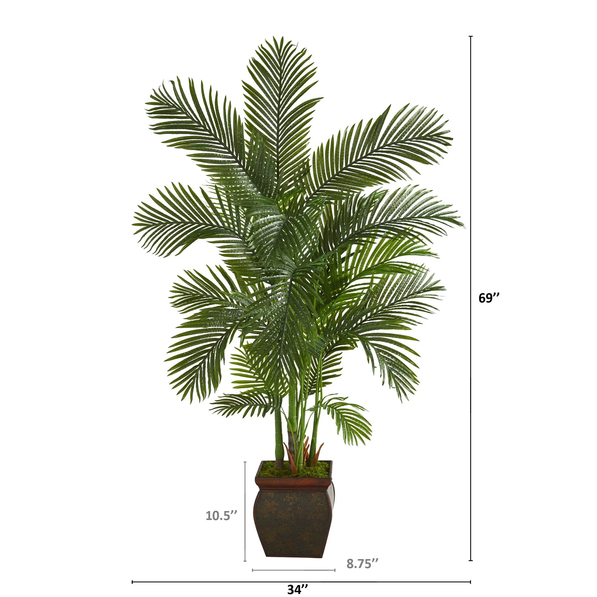 69” Areca Palm Artificial Tree in Decorative Copper Planter - Image 2