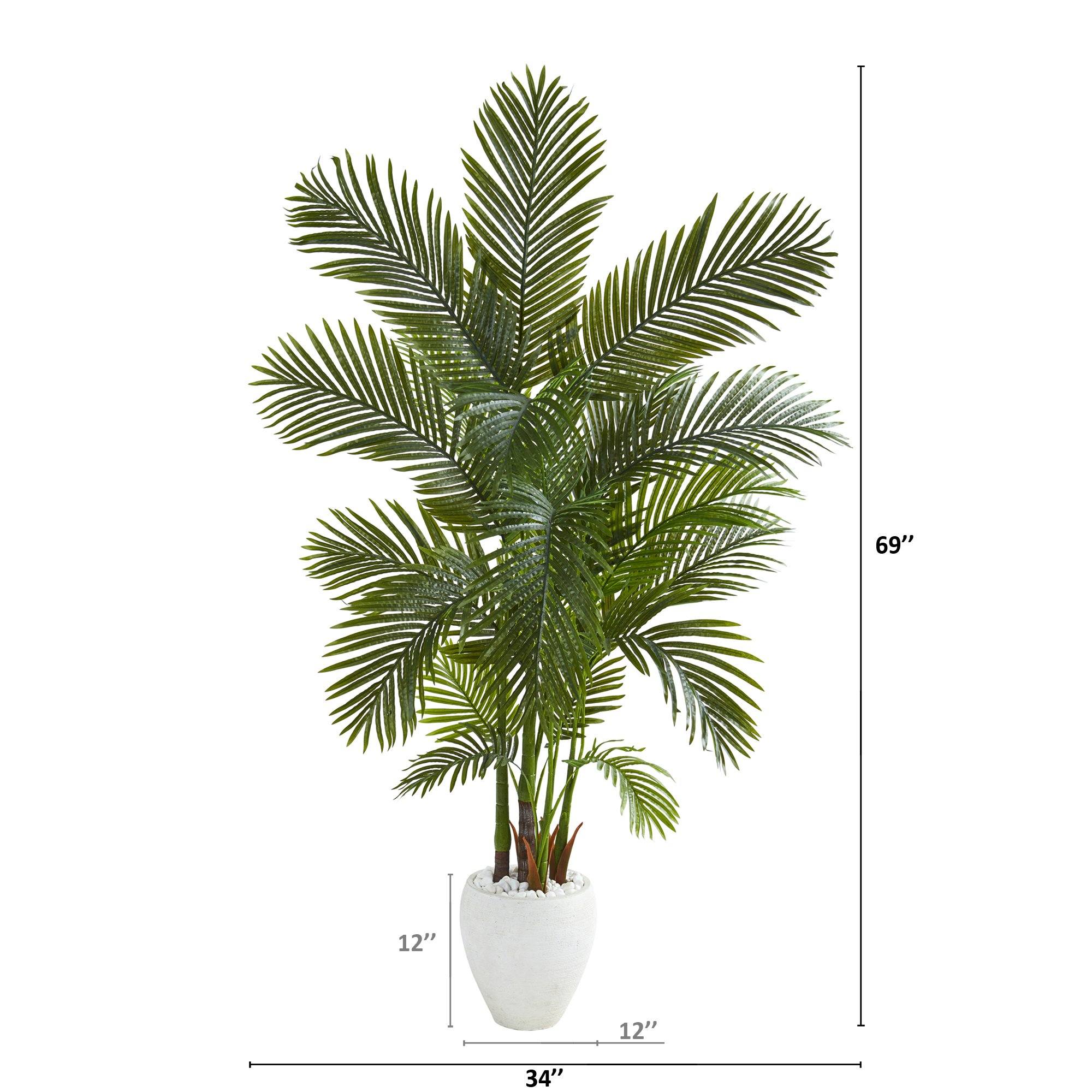 69” Areca Palm Artificial Tree in White Planter - Image 2