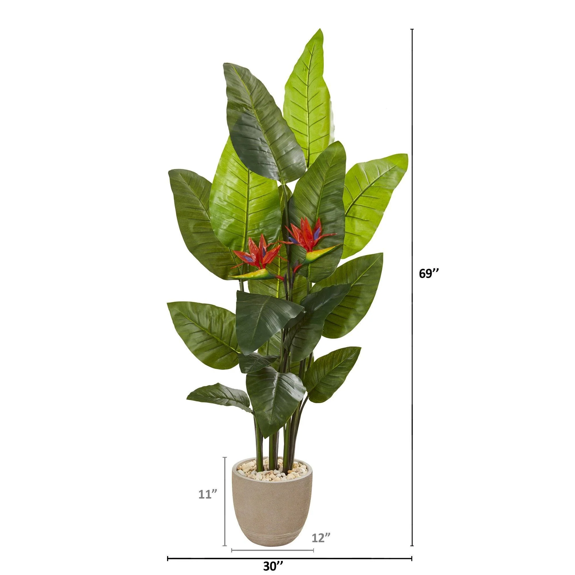 69” Bird of Paradise Artificial Plant in Sandstone Planter (Real Touch) - Image 2