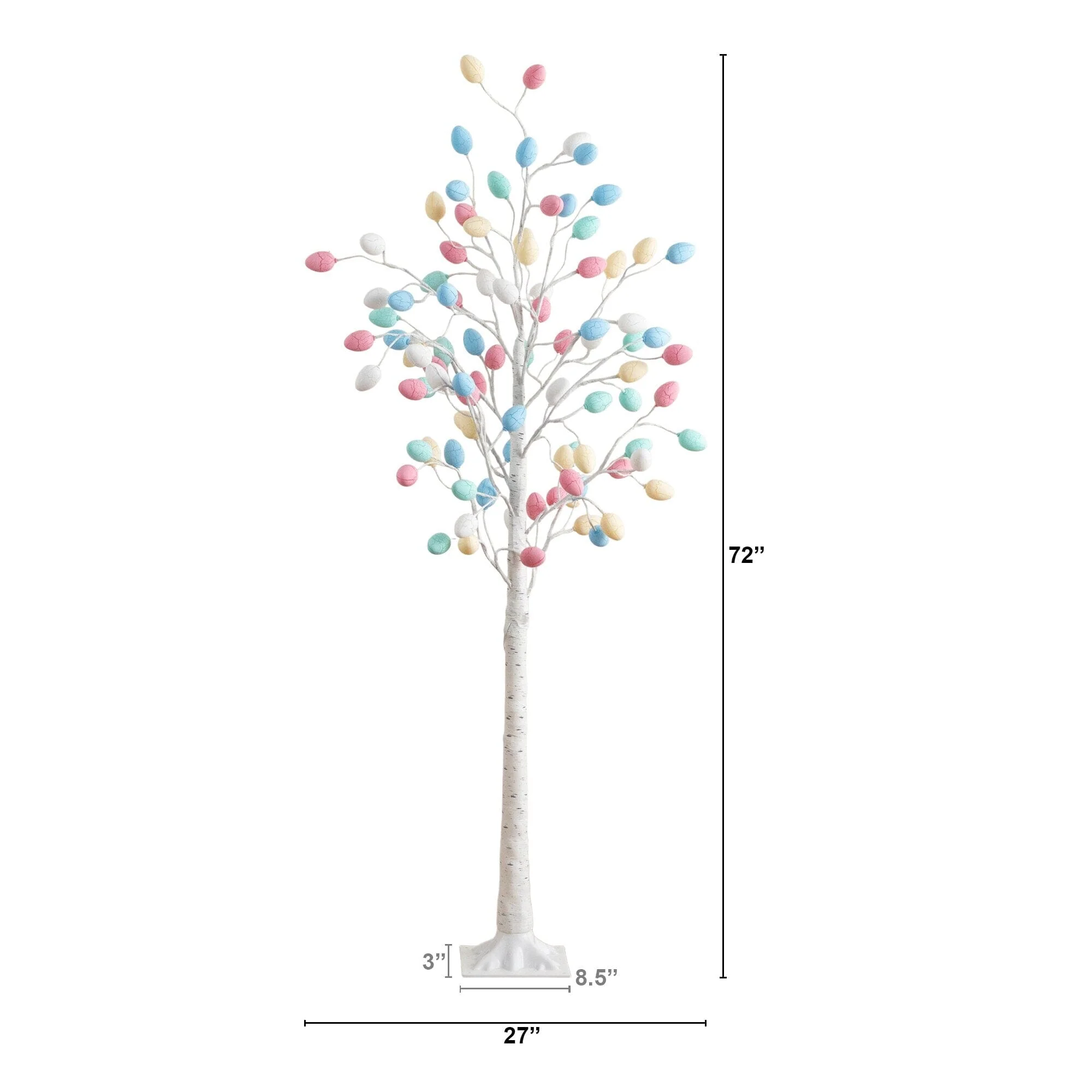 6' Pre-Lit Artificial Easter Twig Tree with 96 Egg Shaped LED Ornaments - Image 9