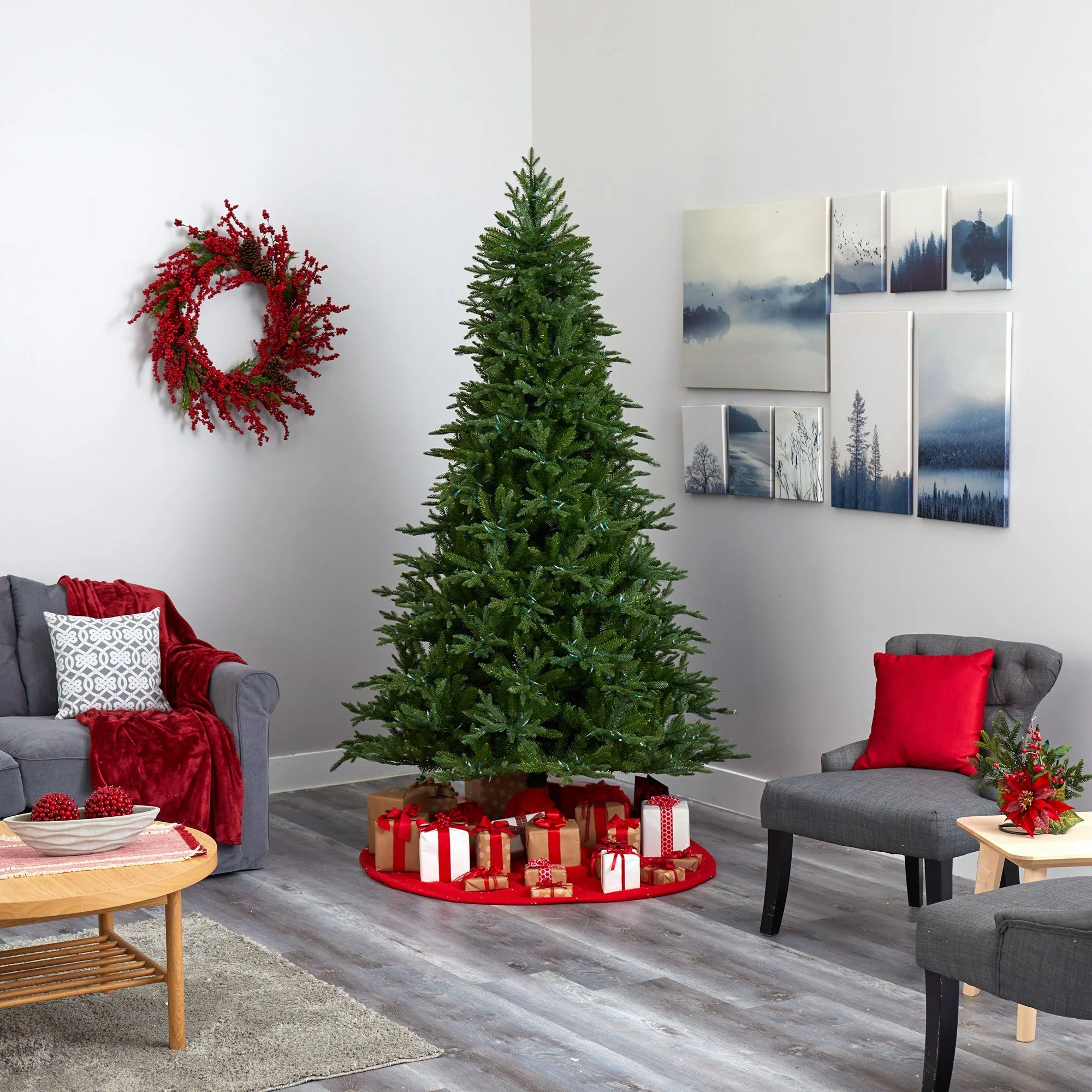 7.5' Cambridge Fir Artificial Christmas Tree with 800 Clear Warm (Multifunction) LED Lights with Instant Connect Technology and 1644 Bendable Branches - Image 8