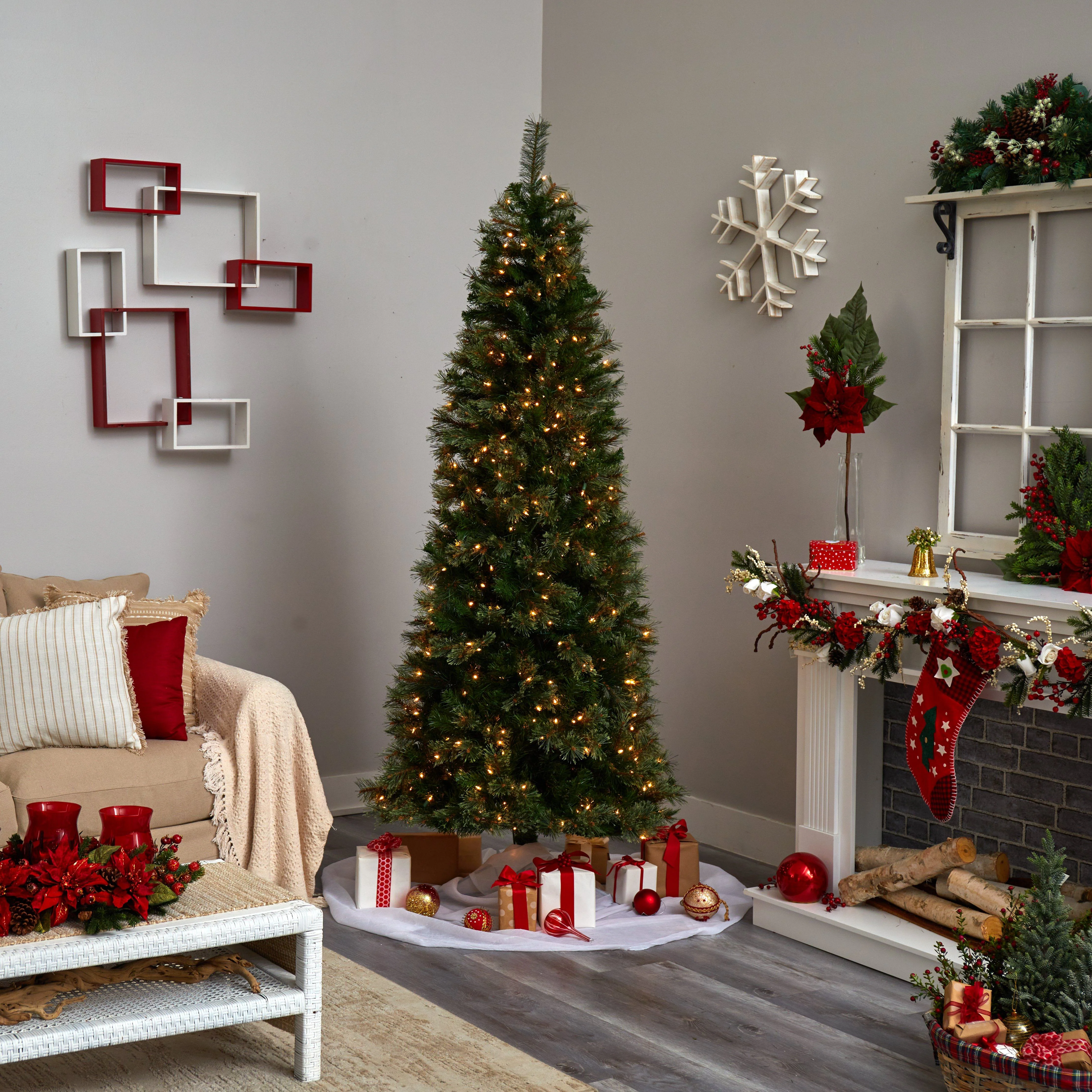 7.5’ Cashmere Slim Christmas Tree w/Clear Lights - Image 6
