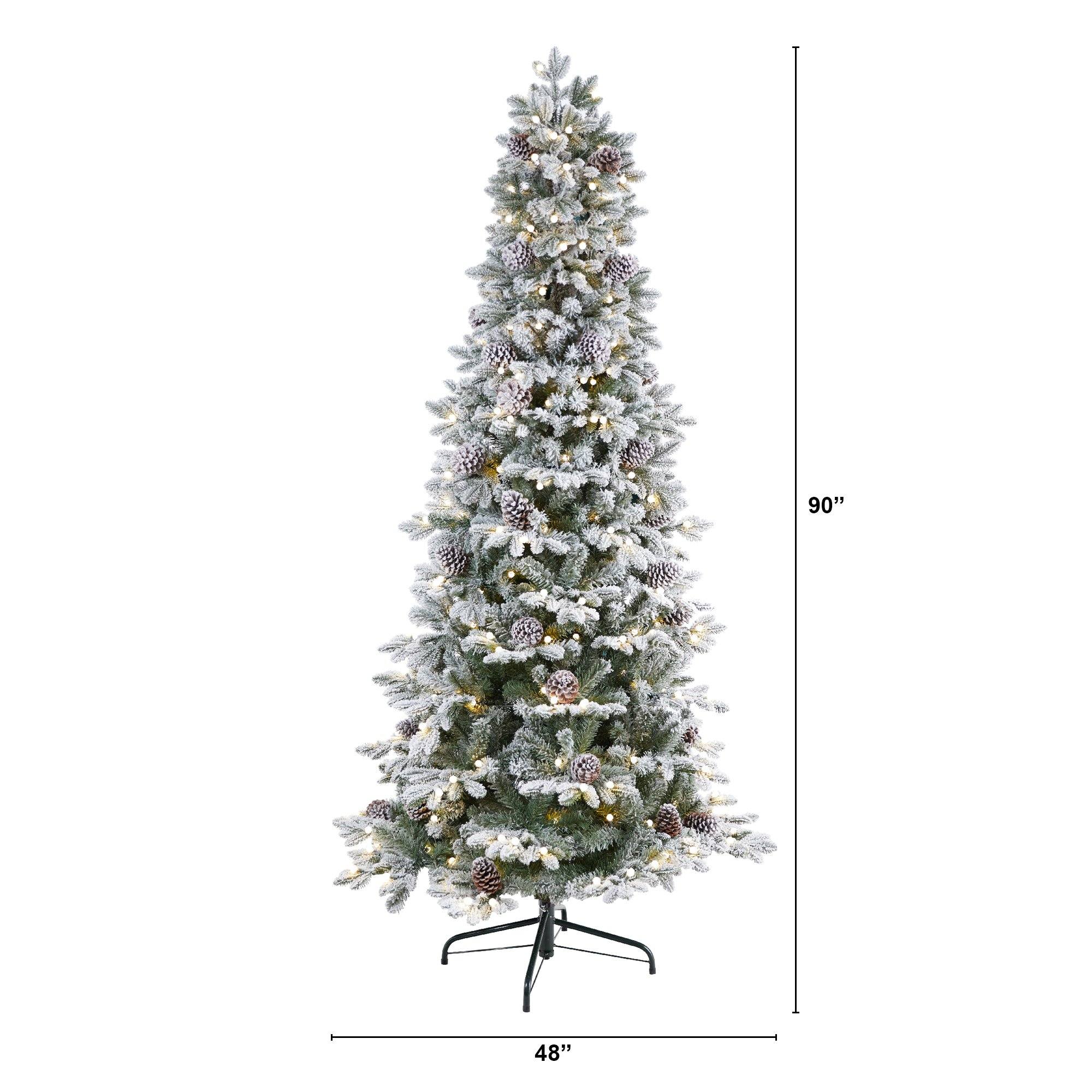 7.5' Flocked Alaskan Pre-Lit Artificial Christmas Tree 350 LED Lights and 2155 Bendable Branches - Image 2